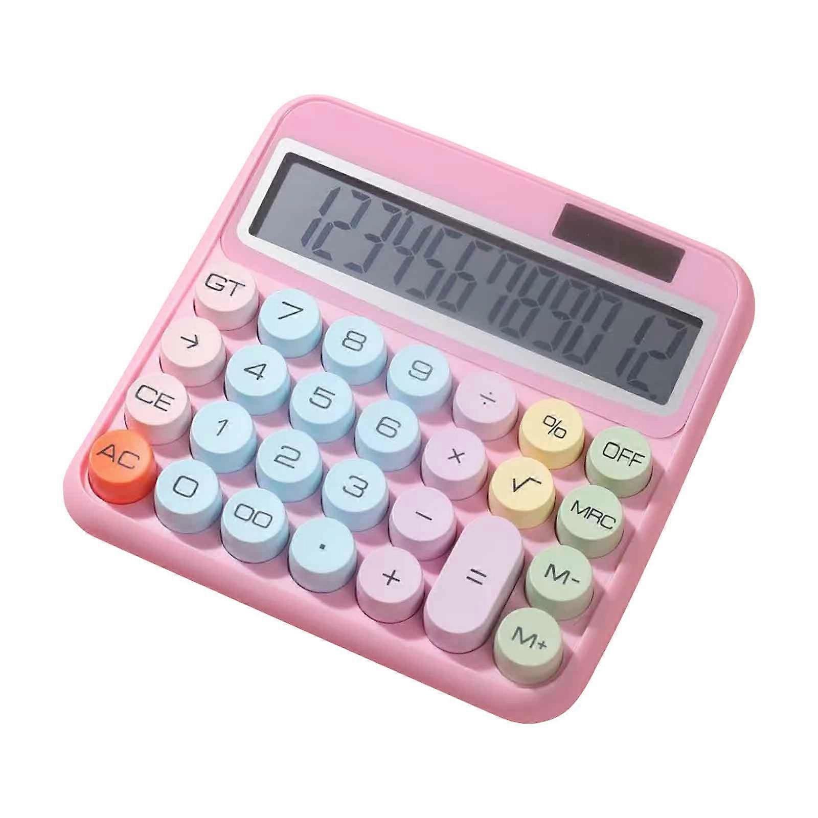 Lksixu 12-Digit Colorful Calculator with Mechanical Switch, Large Display & Buttons, Dual Power, Compatible with Office, School
