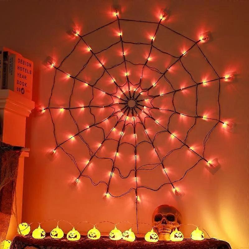 70LED Halloween Spider Web Light with Battery Box 8 Modes Party Atmosphere Lamp, without Spider