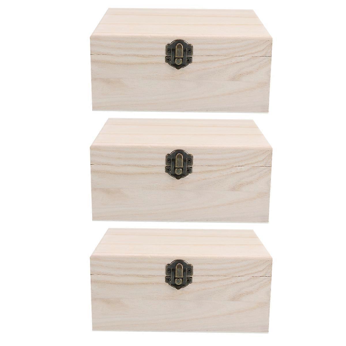 Wood Case Unfinished Lock Box for Storage Use 9Pcs Creative Wooden DIY Boxes