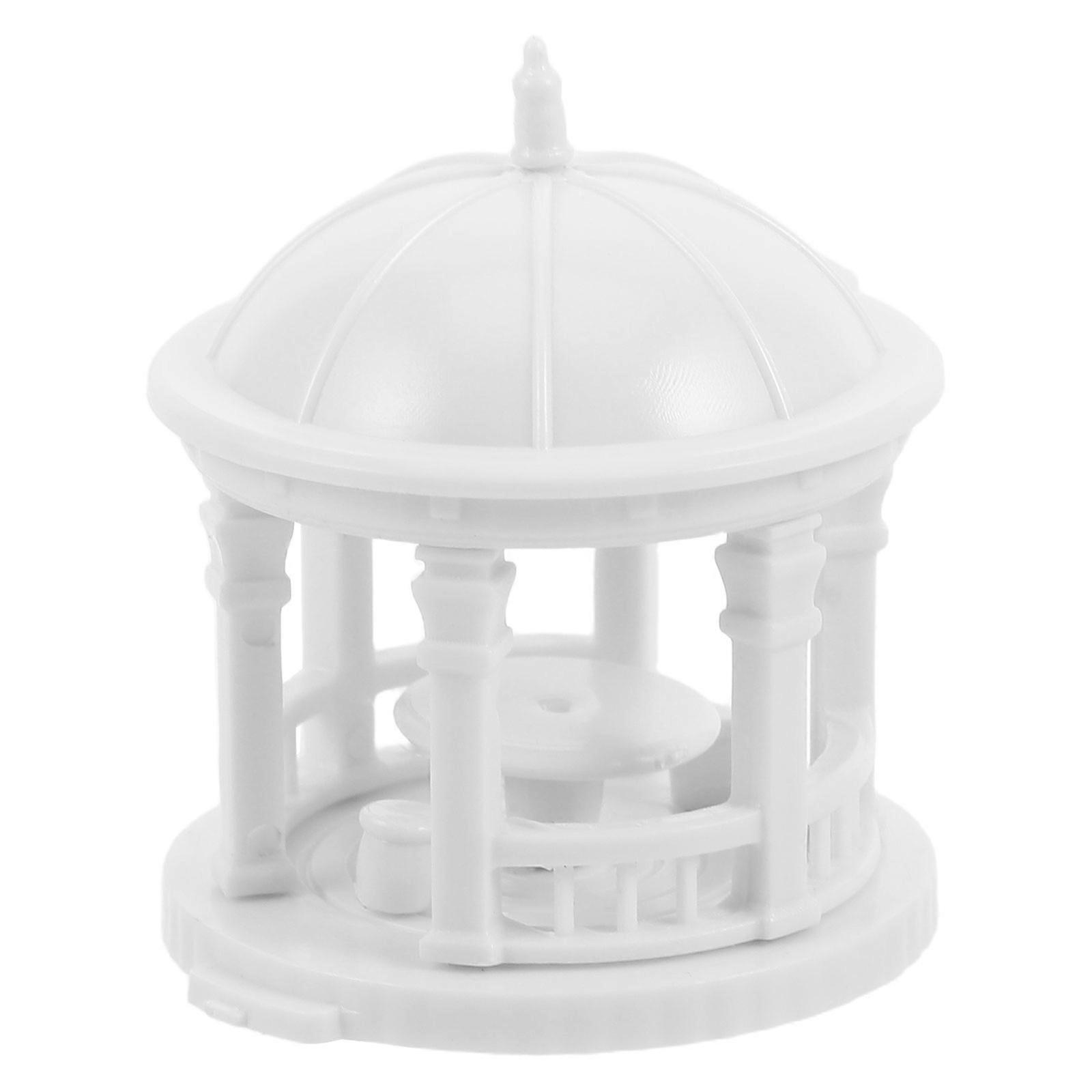 Mini Garden Figurine Plastic Pavilion Statue for Decoration 3Pcs