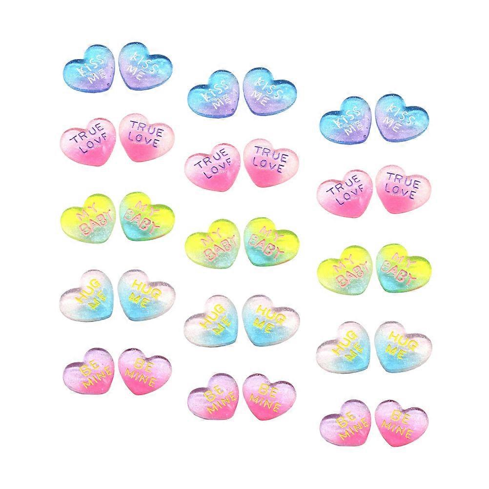 Resin Decoration 30Pcs Heart Shape Flat Base Photo Props for Diy Craft Projects Assorted Color to Inspire Creativity