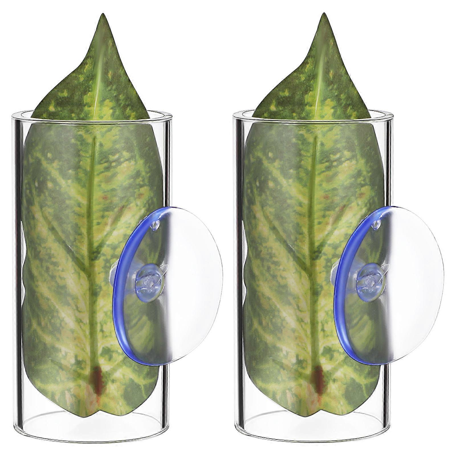 8Pcs Betta Fish Hideout Tube Clear Acrylic For Betta Fish Resting Spot In Aquarium Setup With Leaf Design 8Pcs