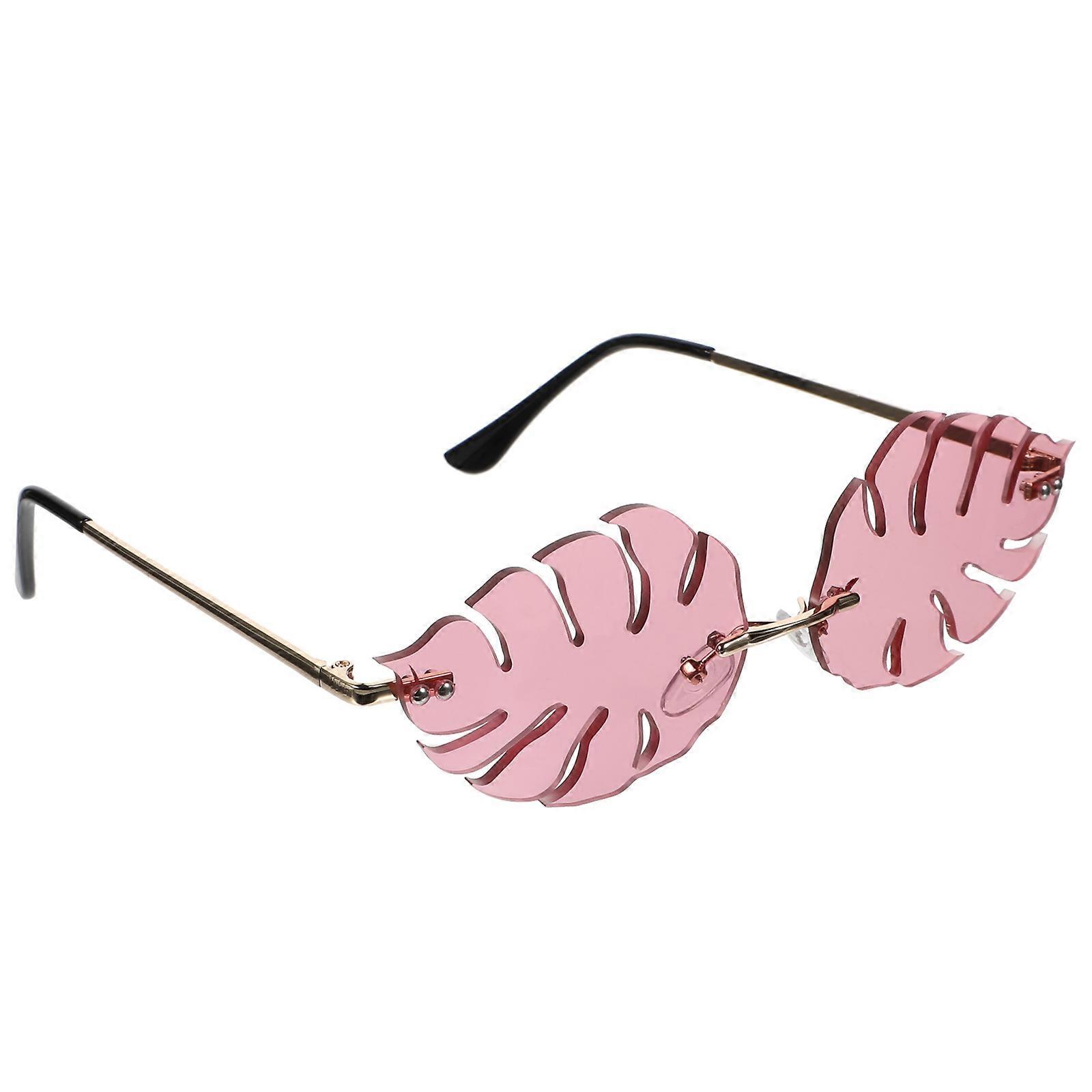 Funny Sunglasses Leaf Shape Eyeglasses for Decoration 3Pcs Pink