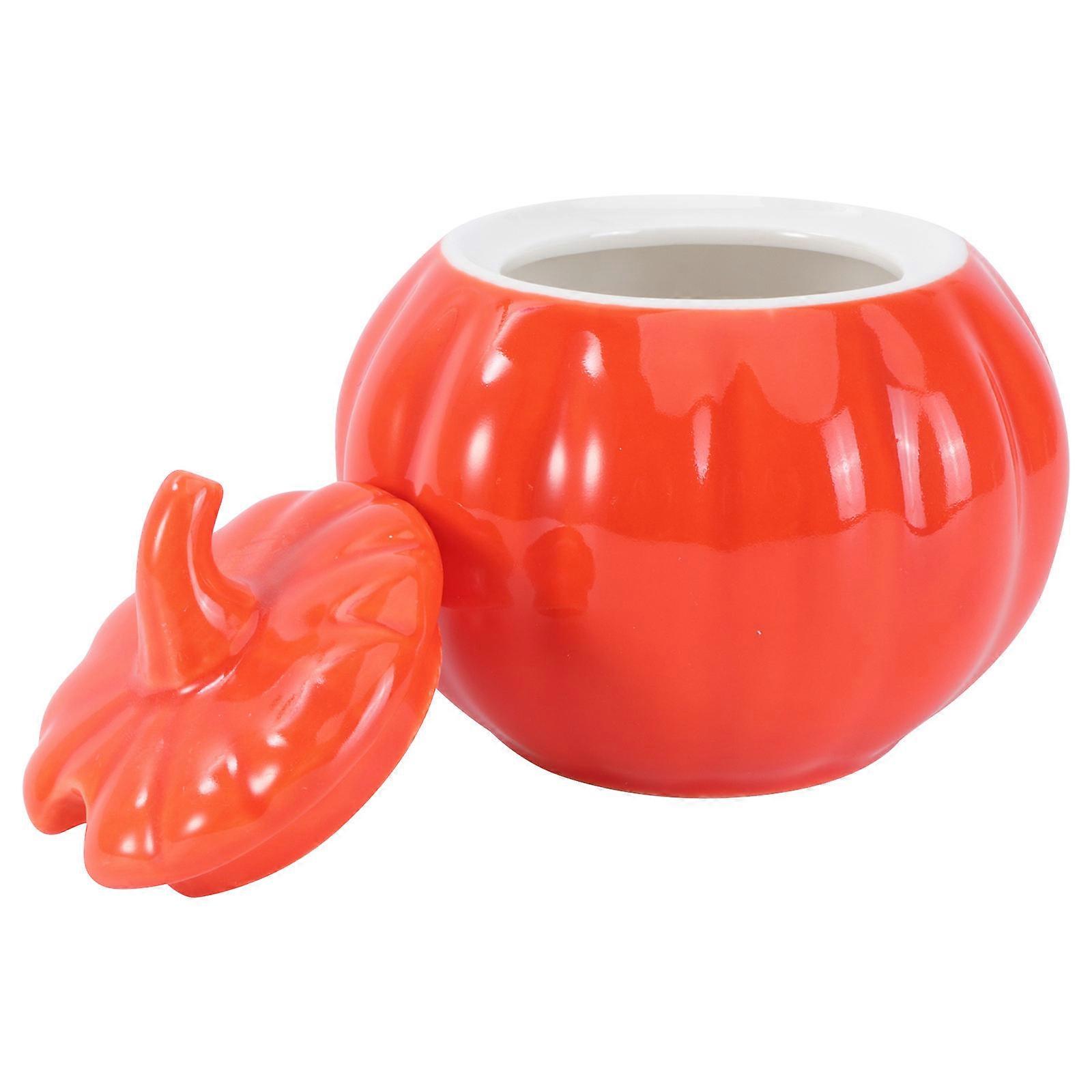 2Sets Orange Pumpkin Shape Salt Jar for Storage with Spoon