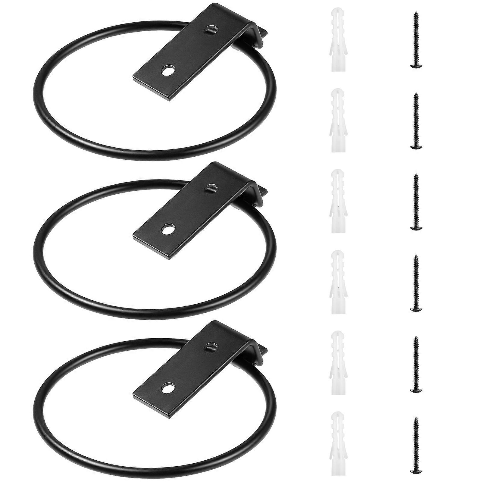 Black Flower Pot Holder Ring for Hanging 2Pcs Iron Wall Rack