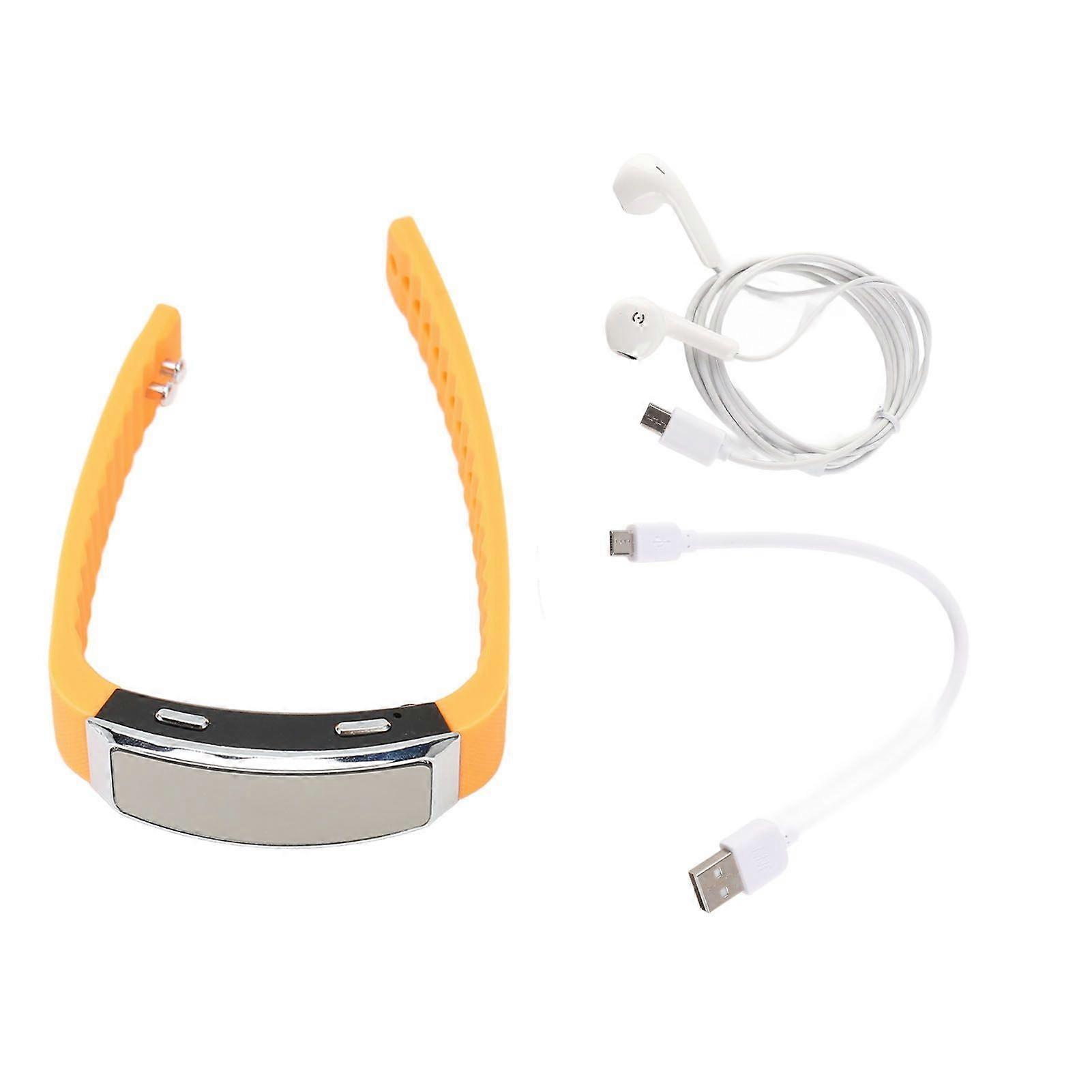 Recorder Watch HD Noise Reduction Voice Activated Rechargeable Music Player Recorder Wristband for Class Meeting Orange 32GB