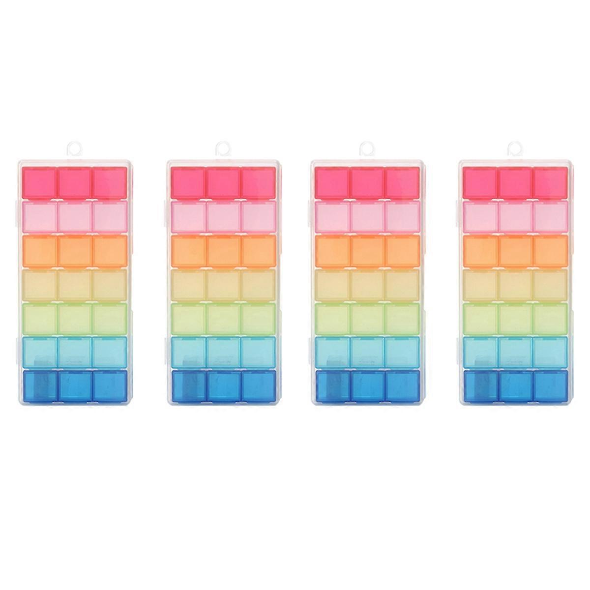21 Compartment Transparent Color Plastic Box Pill Tray Storage Case