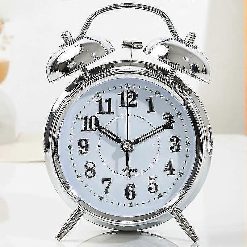 Retro Alarm Clock, Old Fashioned Bedside Alarm Clock With Non Ticking Twin Bell