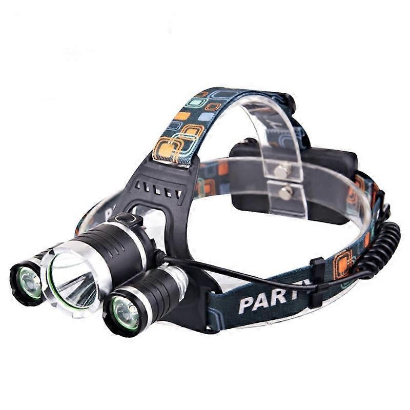 Strong Light Three-Head Lamp (2 Batteries+EU Plug) 2 Batteries+EU Plug