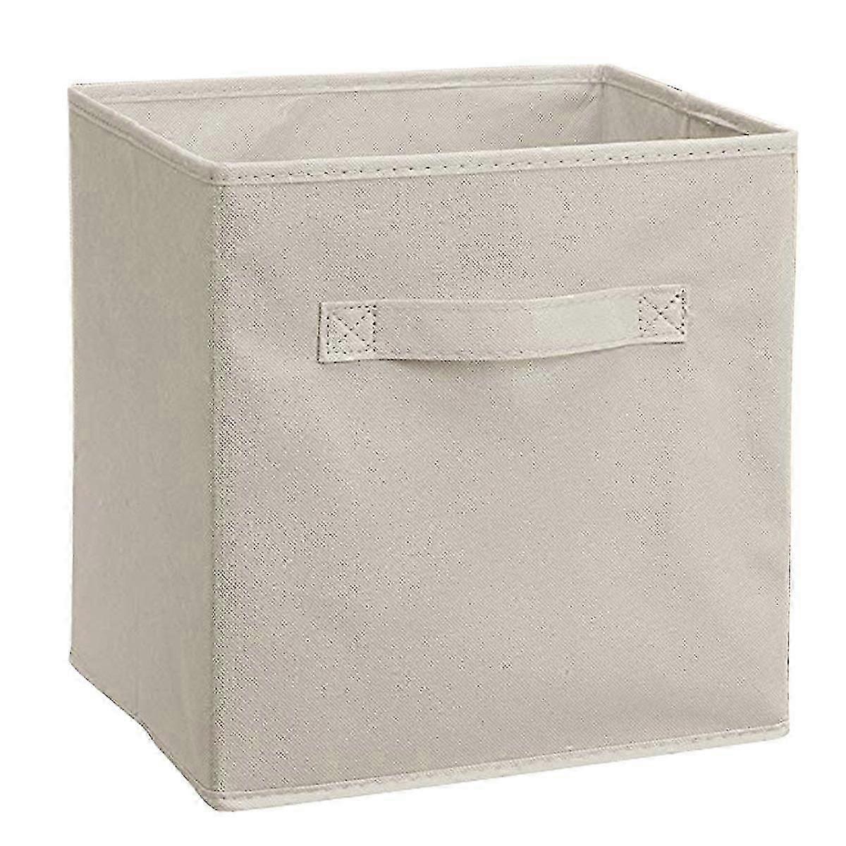 Beige foldable storage box household storage basket