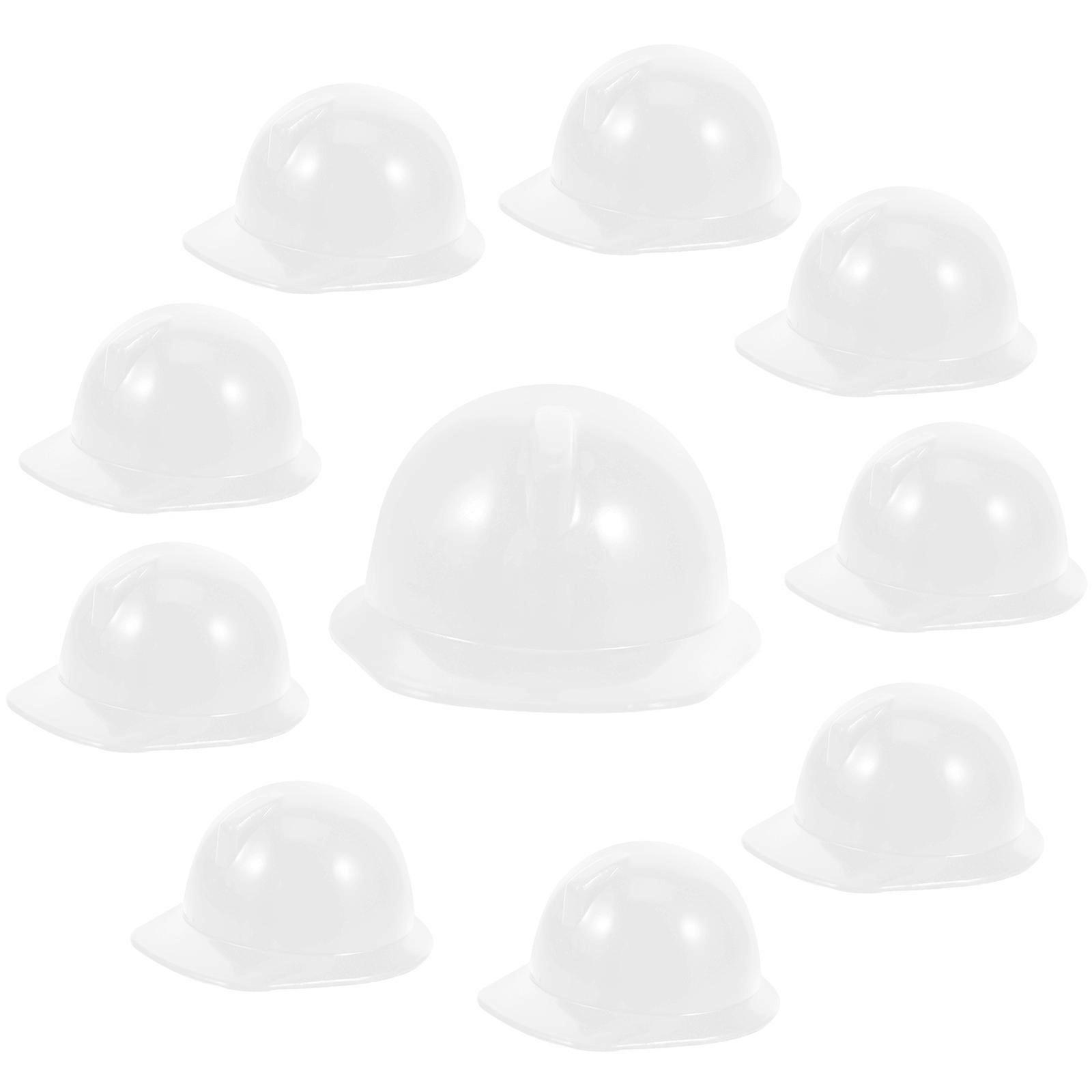 Miniature Construction Hat Plastic Safety for Doll Use 20Pcs White