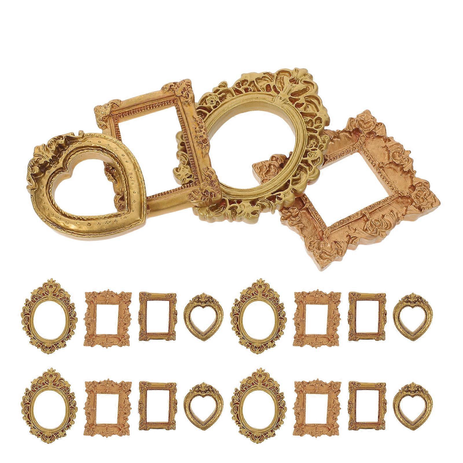 Vintage Resin Picture Frame for Decor 40Pcs Mini Golden Tabletop Display