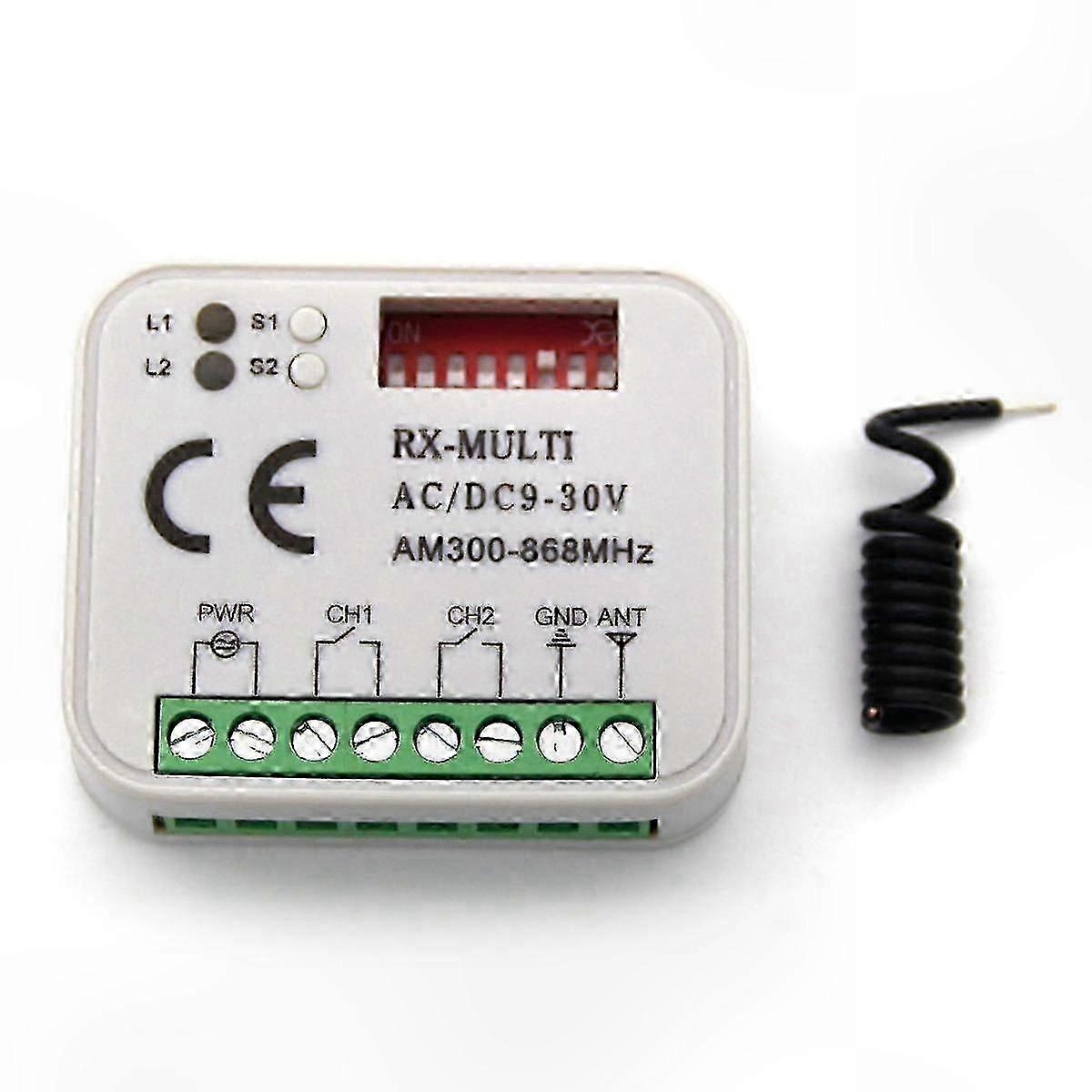 433MHz 2 Channel Fixed Rolling Code Garage Door Remote Receiver