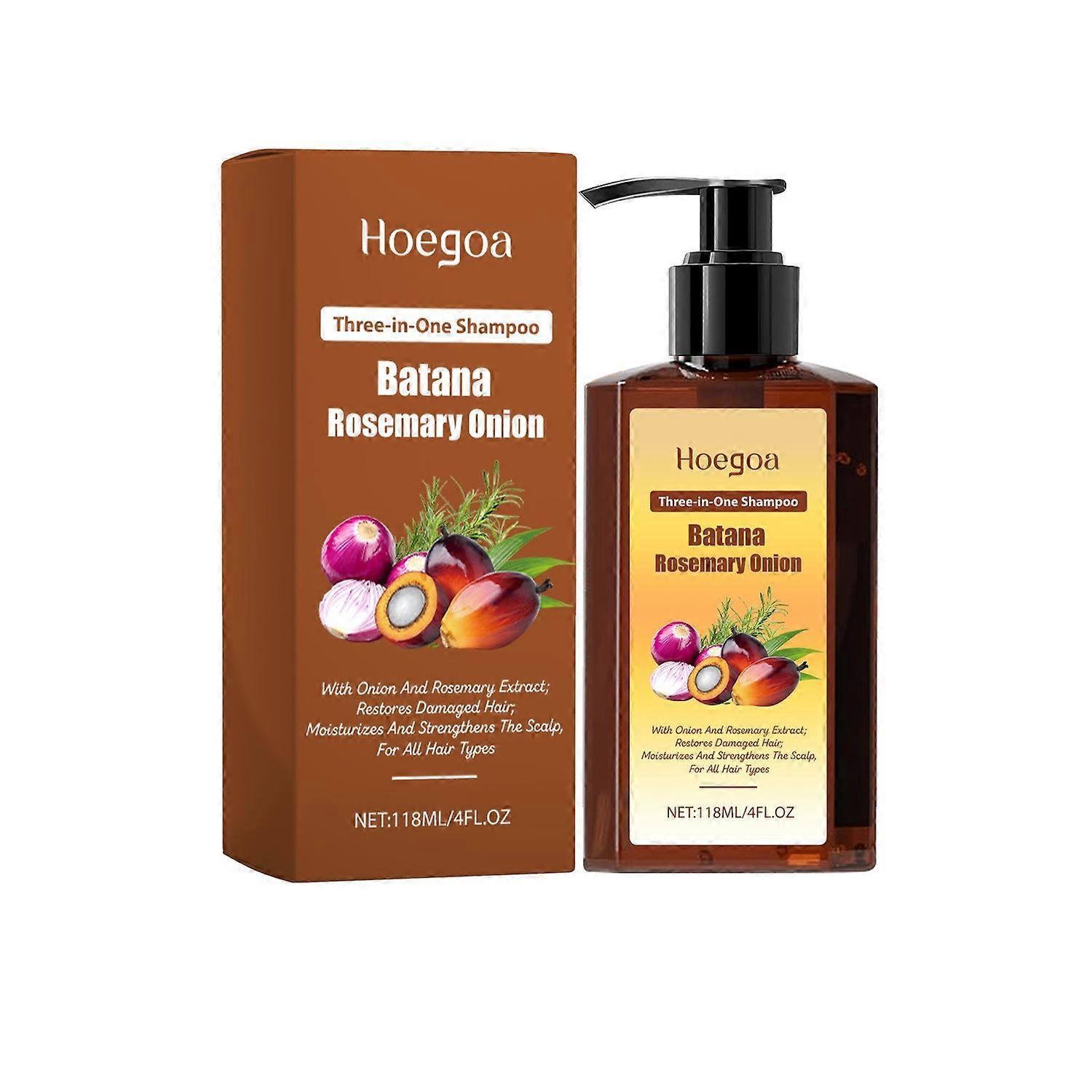 1-6PCS HOEGOA 3 in 1 Batana Rosemary Onion Shampoo 118ml Nourishing Conditioning Shampoo, Reduce Hai