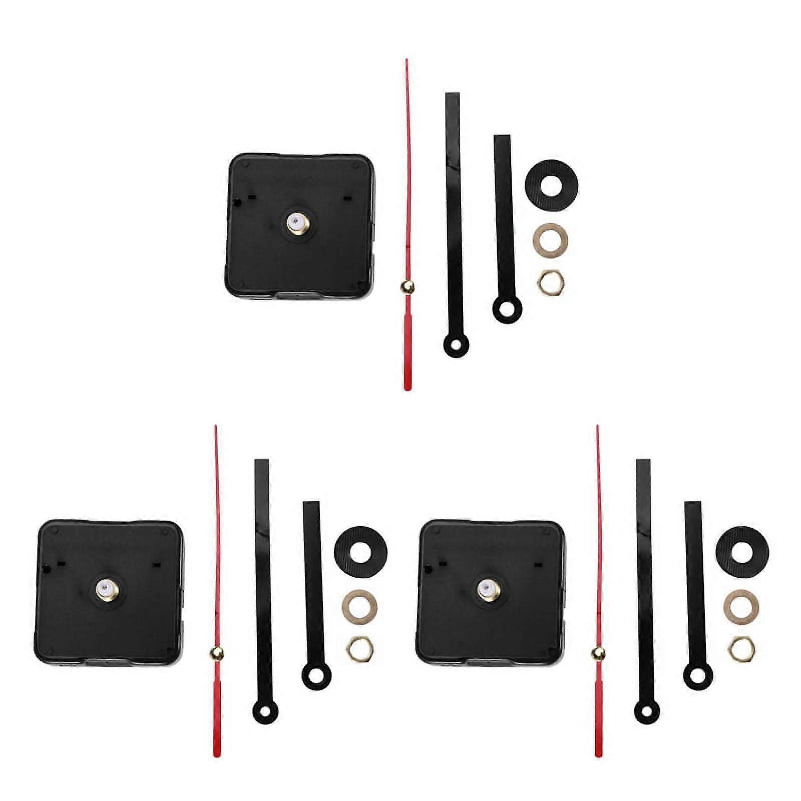 3X Quartz Clock Movement Mechanism DIY Repair Parts Black + Hands