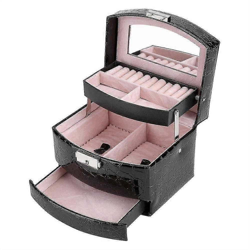 Multilayer Automatic Leather Jewelry Box Three Layer Storage Box For Women  Boxes & Bins