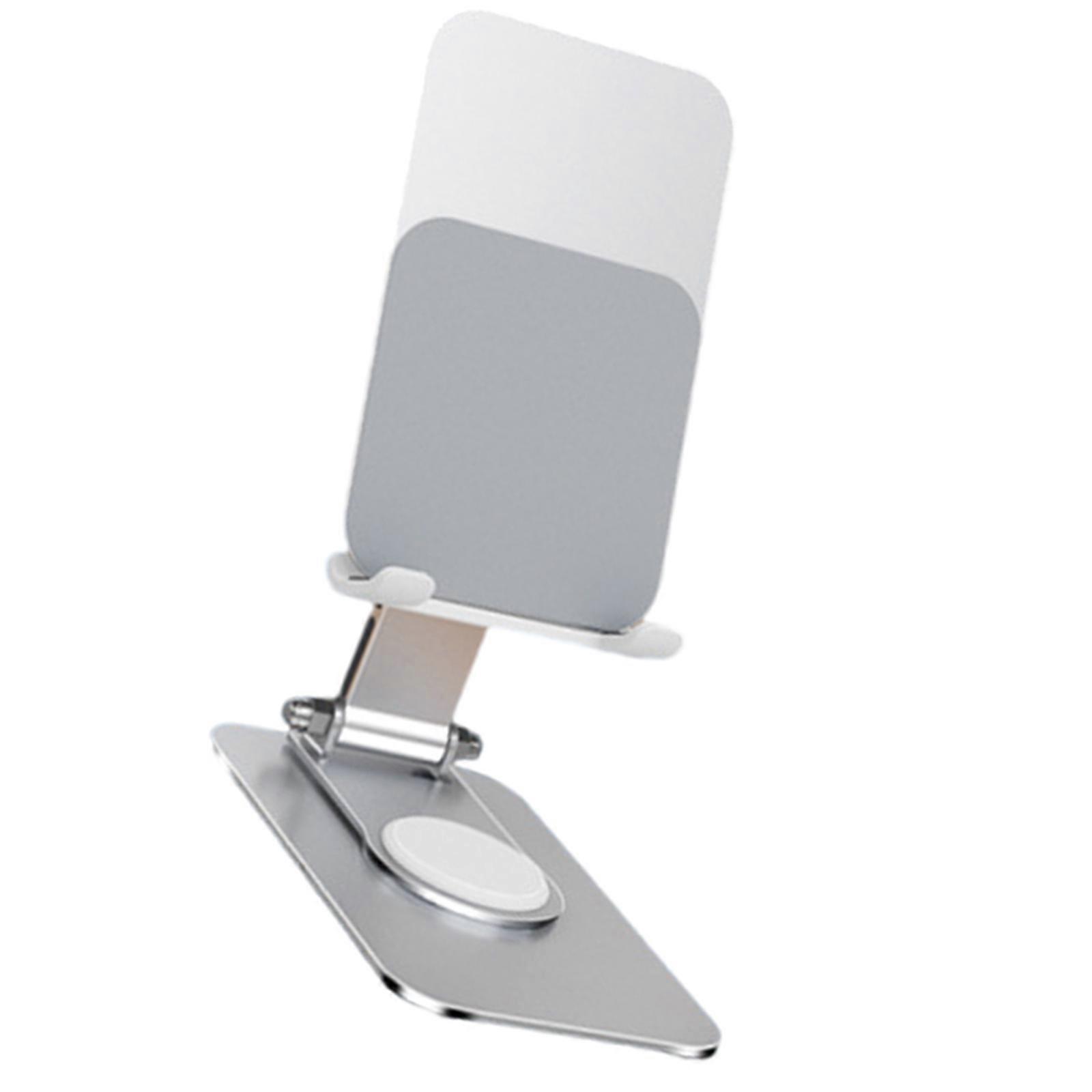 Tabletop Phone Tablet Stand 360 Degree Rotating Cellphone Cradles Desk Holder Mount Foldable Stand for Video Live  Silver