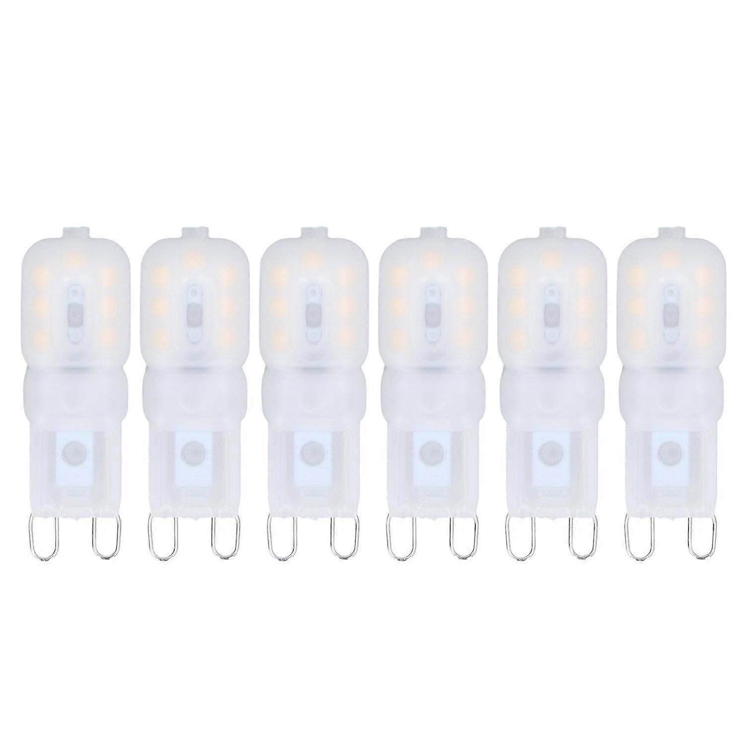 Lot de 6 ampoules LED G9 à intensité variable 3W, économie d'énergie, éclairage à 360° pour plafonniers et autres luminaires.
