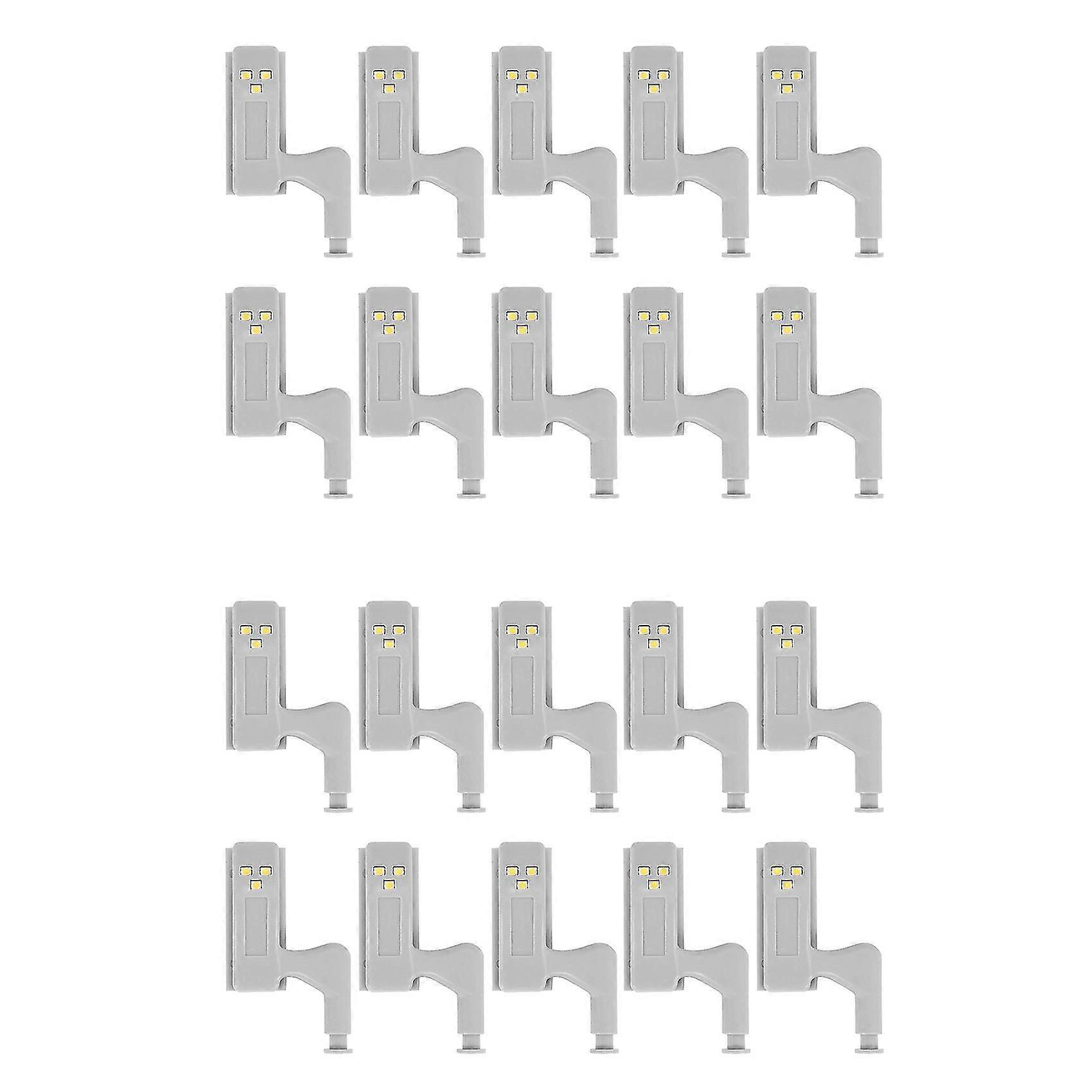 20pcs Cabinet Cupboard Wardrobe Led Hinge Light Smart Sensor Lamp Warm White