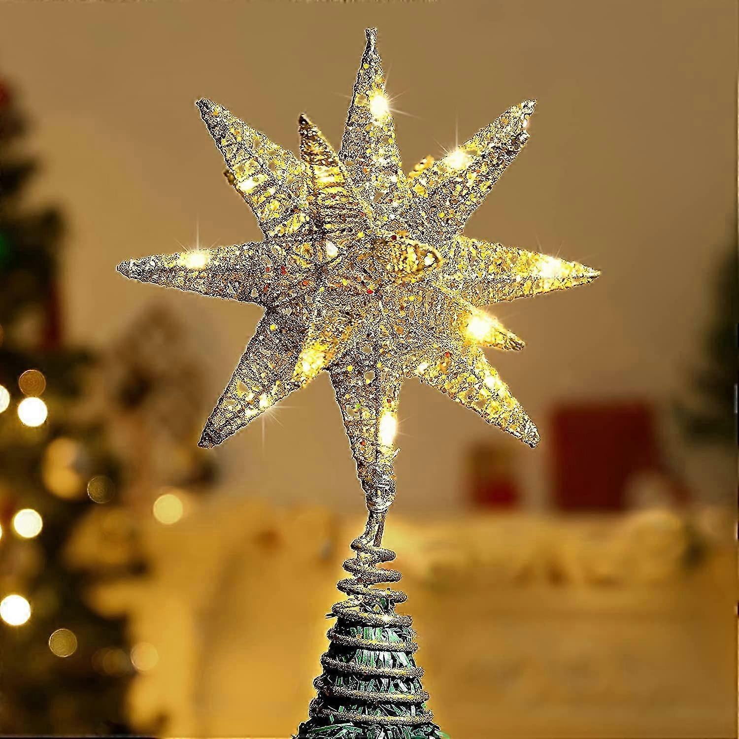 Christmas tree LED topper with iron Moravian star