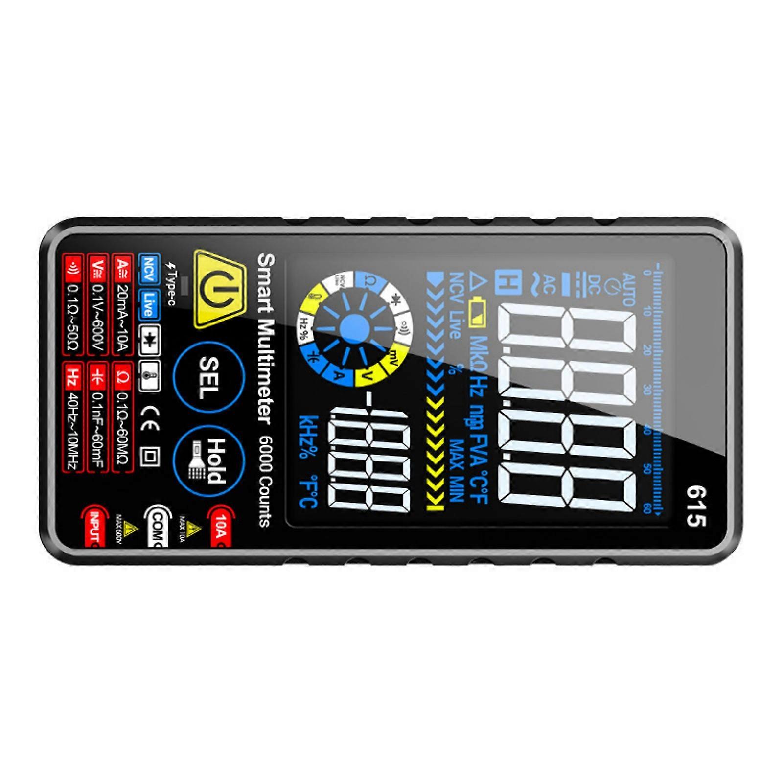 Portable Digital Multimeter 6000 Count with Clear Display for Technicians Multifunctional Use Household Circuit Testing Multicolor