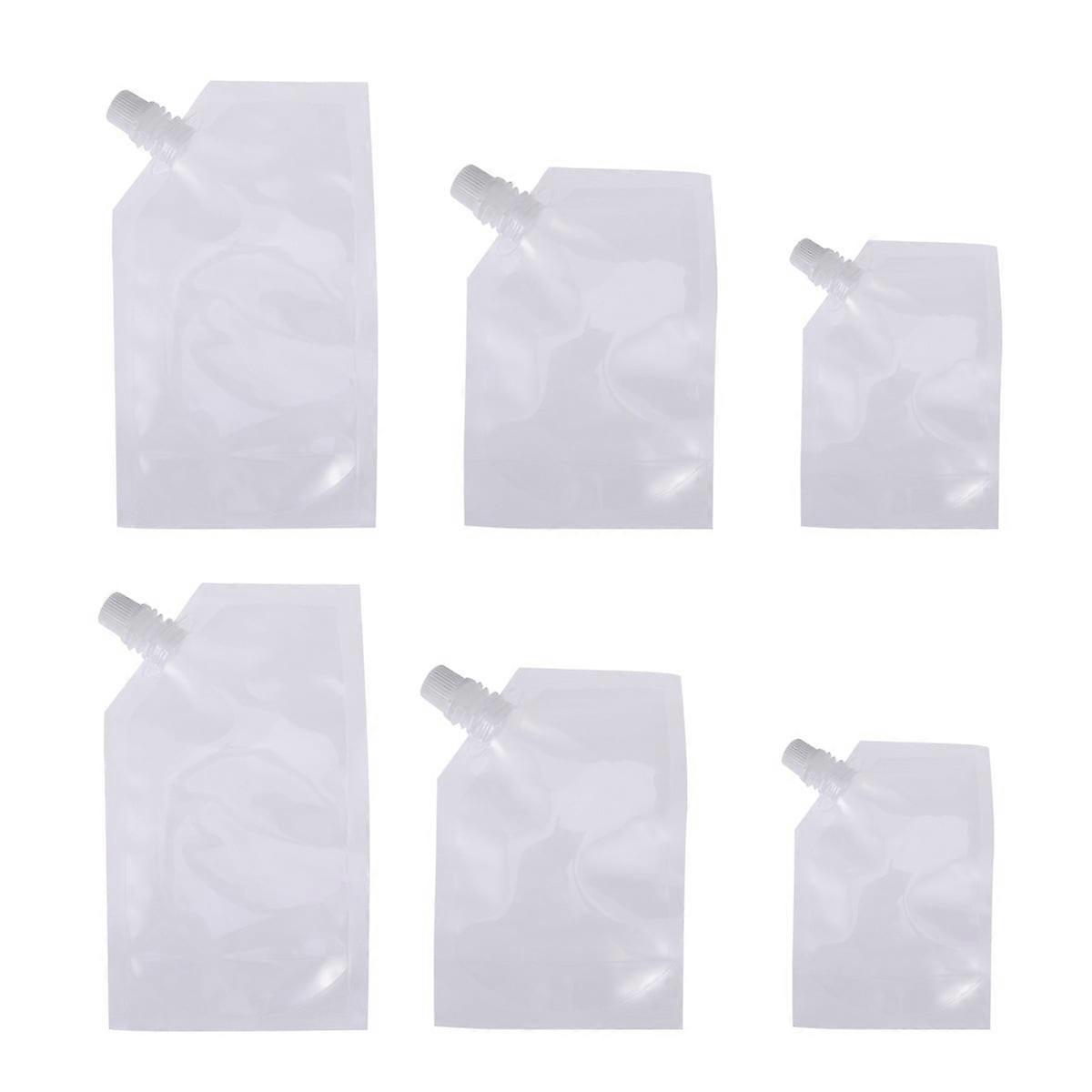 6pcs Transparent Food Drinks Flasks Liquor Pouch Reusable Beverages Drinking Flasks (Size S, M, L for Each 2PCS)