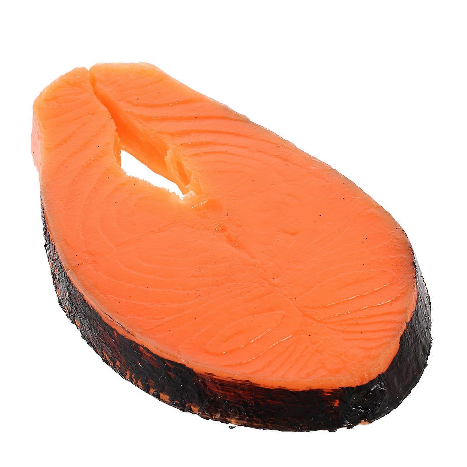 Artificial Salmon Models Realistic Fake Salmon Slice Model Restaurant Display Orange Plastic for 1Set
