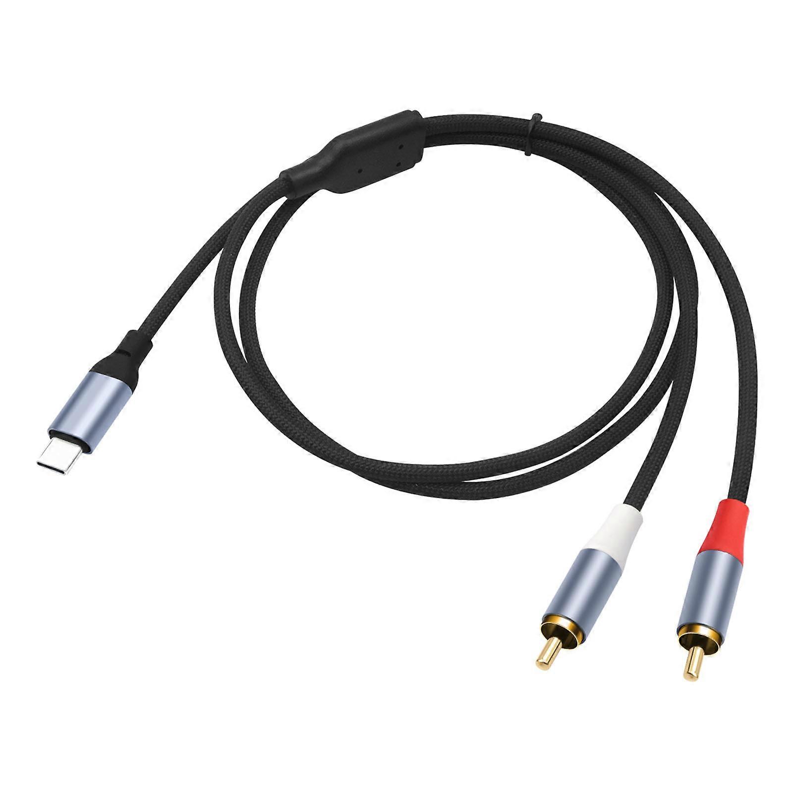Nylon Woven USB C To 2RCA Decoding Line For Digital Sound Transmission To Mixers Active Speakers Multicolor