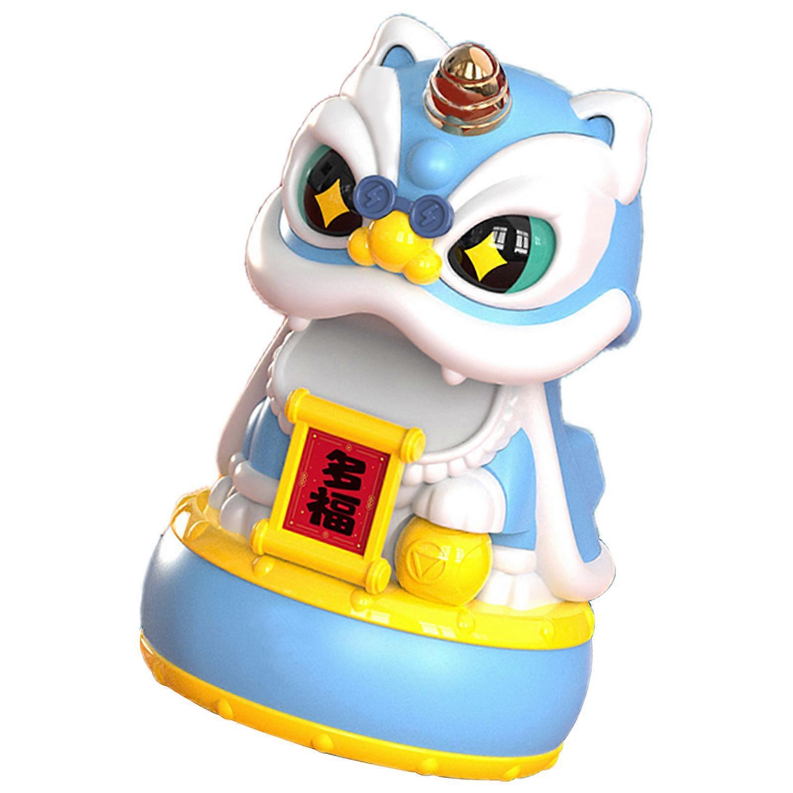 Elegant Solar Power Automatic Head Shaking Lion Toy Craft For Car Interior Home Displays Promotes Positives Vibes  Sky Blue