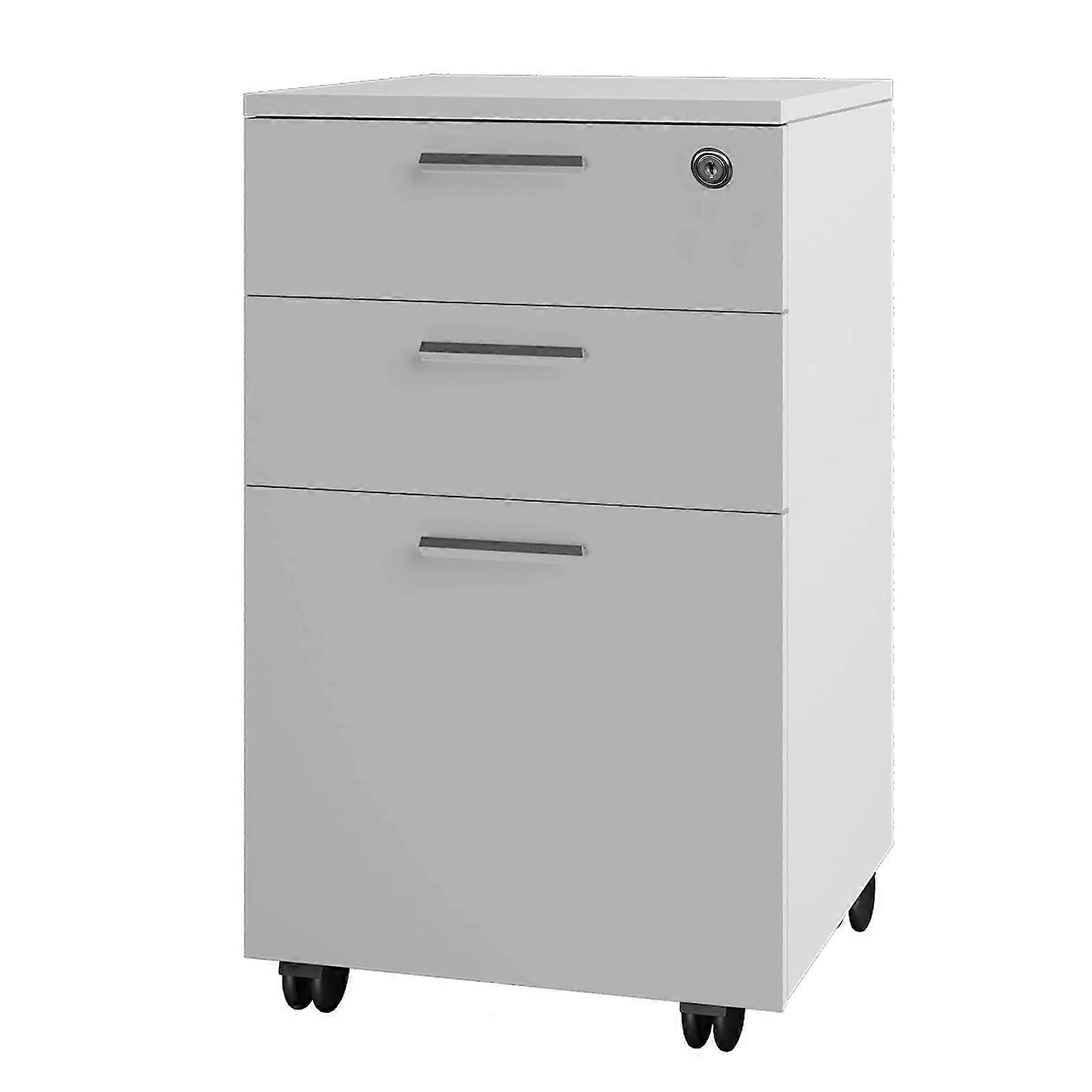 Lockable Mobile File Cabinet with 3 Drawers, Rolling Storage for Home Office, Scratch Resistant