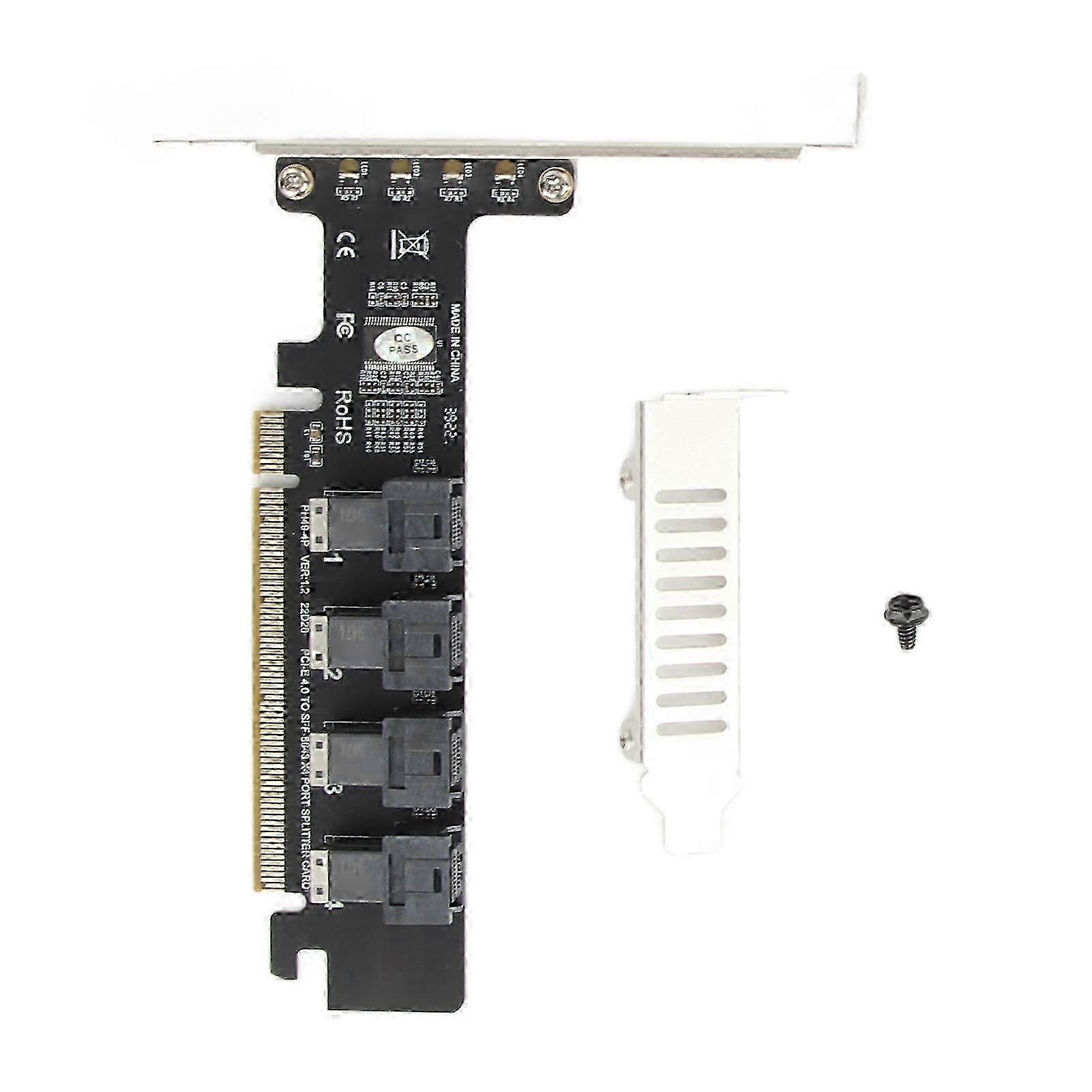 PCIE to U.2 Adapter Card PCIE X16 to 4 Port U.2 NVME SFF8643 SFF8639 PCIE Split Expansion Card with LED Indicator