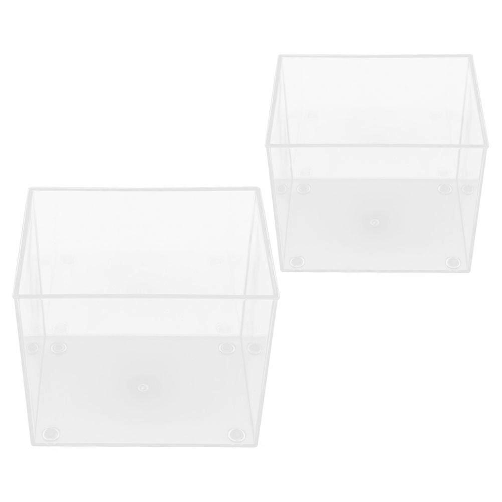 Desktop Fish Tank Clear Plastic Betta Aquarium With Open Design For Compact Spaces Beginners 2Pcs