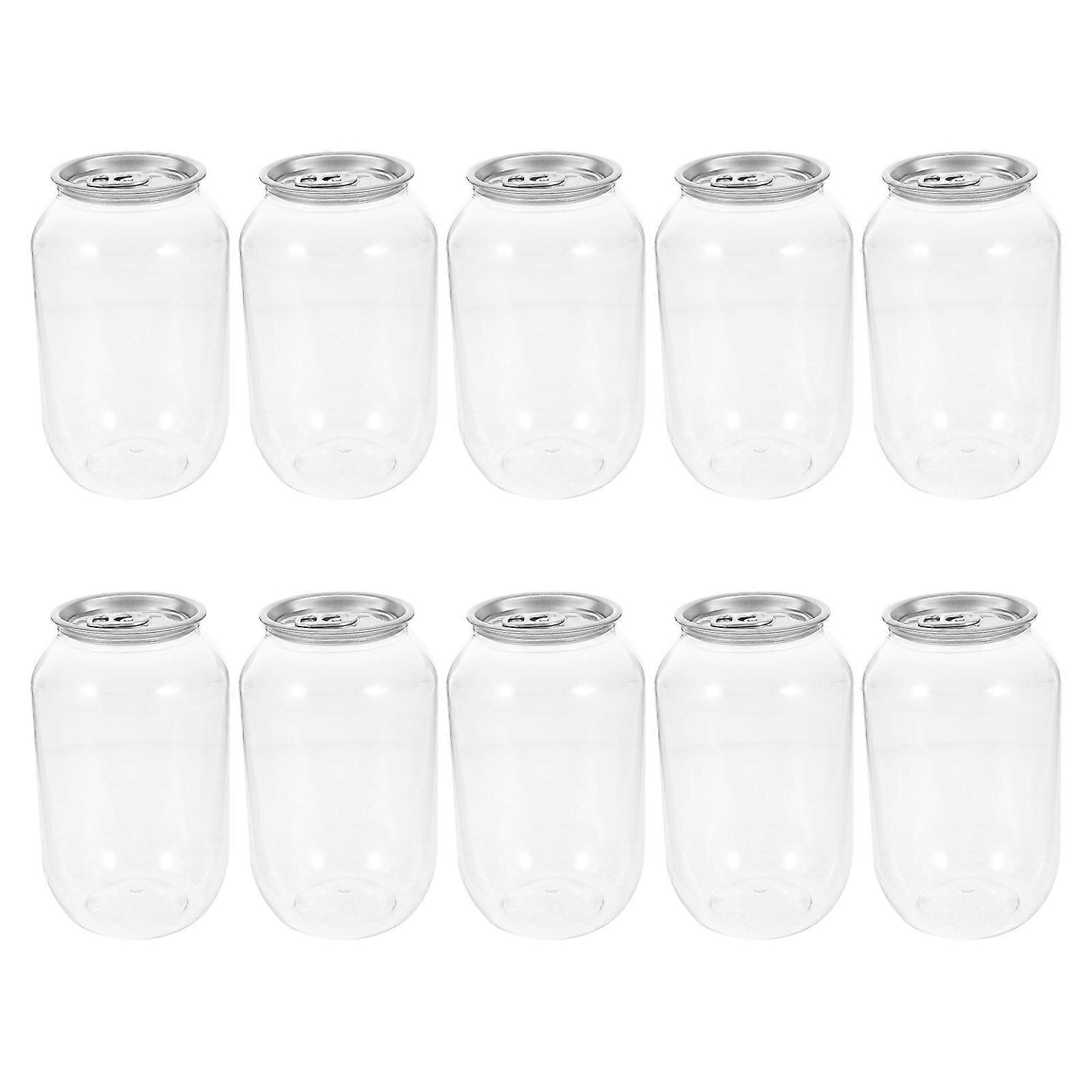 Easy Open Can Drink Storage Jars for Storage 10Pcs Transparent Plastic