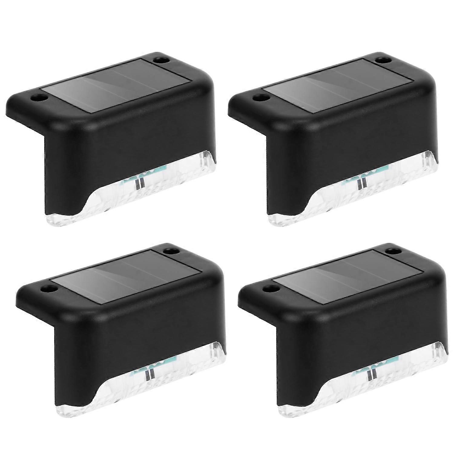 4Pcs Solar Step Lights Outdoor LED Waterproof with Dusk to Dawn Sensor for Stairs and Railings