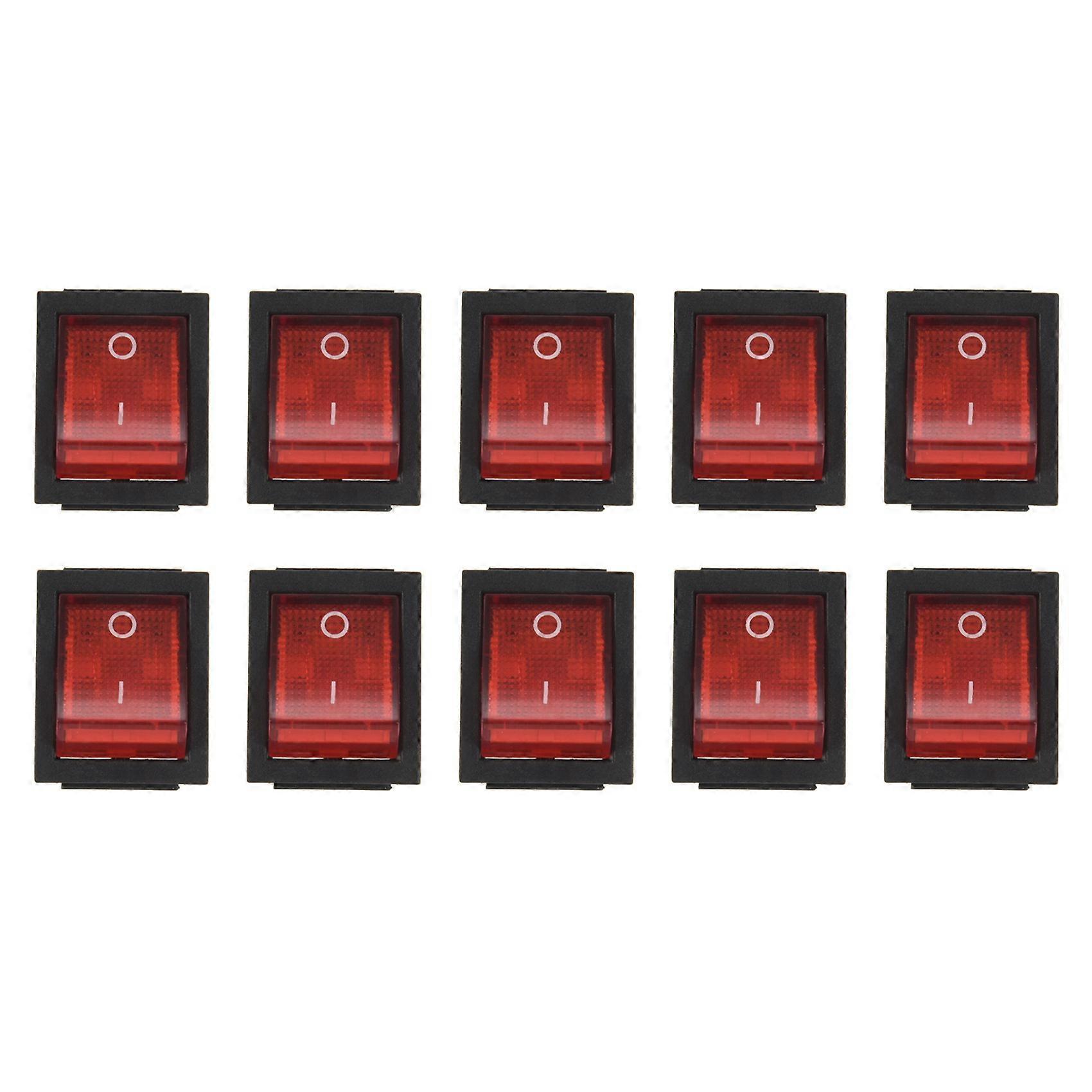 10X Red Light 4 Pin DPST ON/OFF Snap in Rocker Switch 15A/250V 20A/125V AC 28X22mm