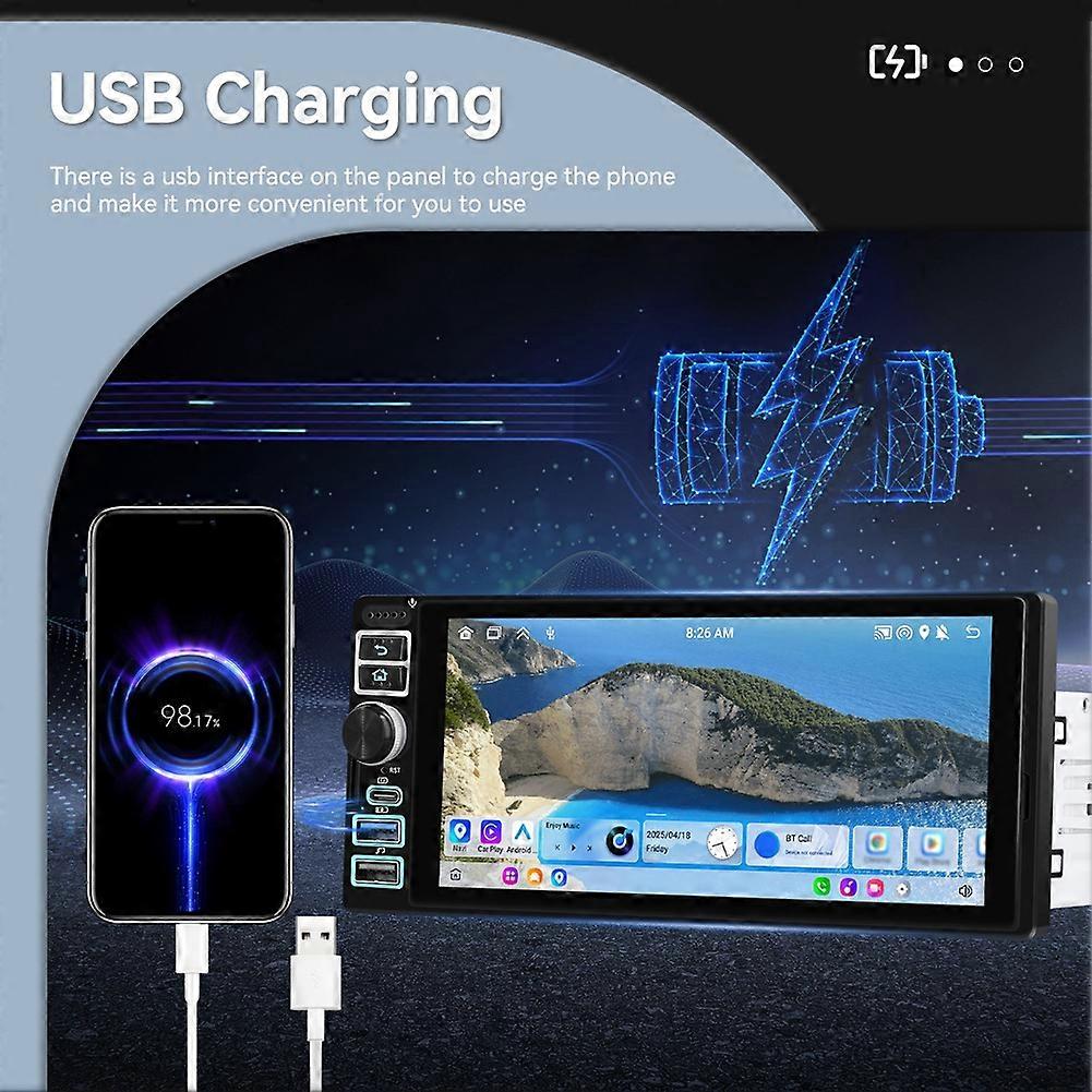 6,9 Zoll Single Din Autoradio Wireless CarPlay Android Auto Android 15 2G + 64G Autoradio Multimedia MP5 Player FM WIFI BT