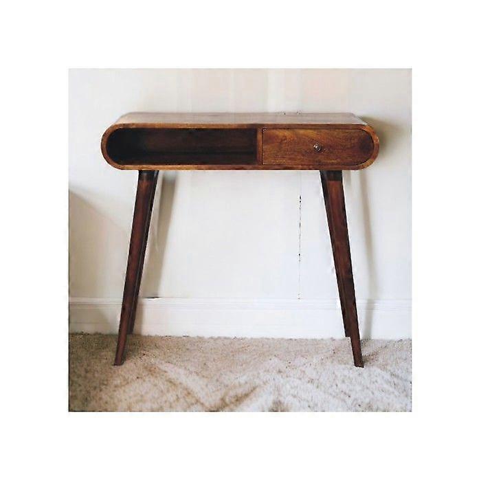 Solid Wood Chestnut London Open Console, 1 Drawer and Open Slot, Dark Brown