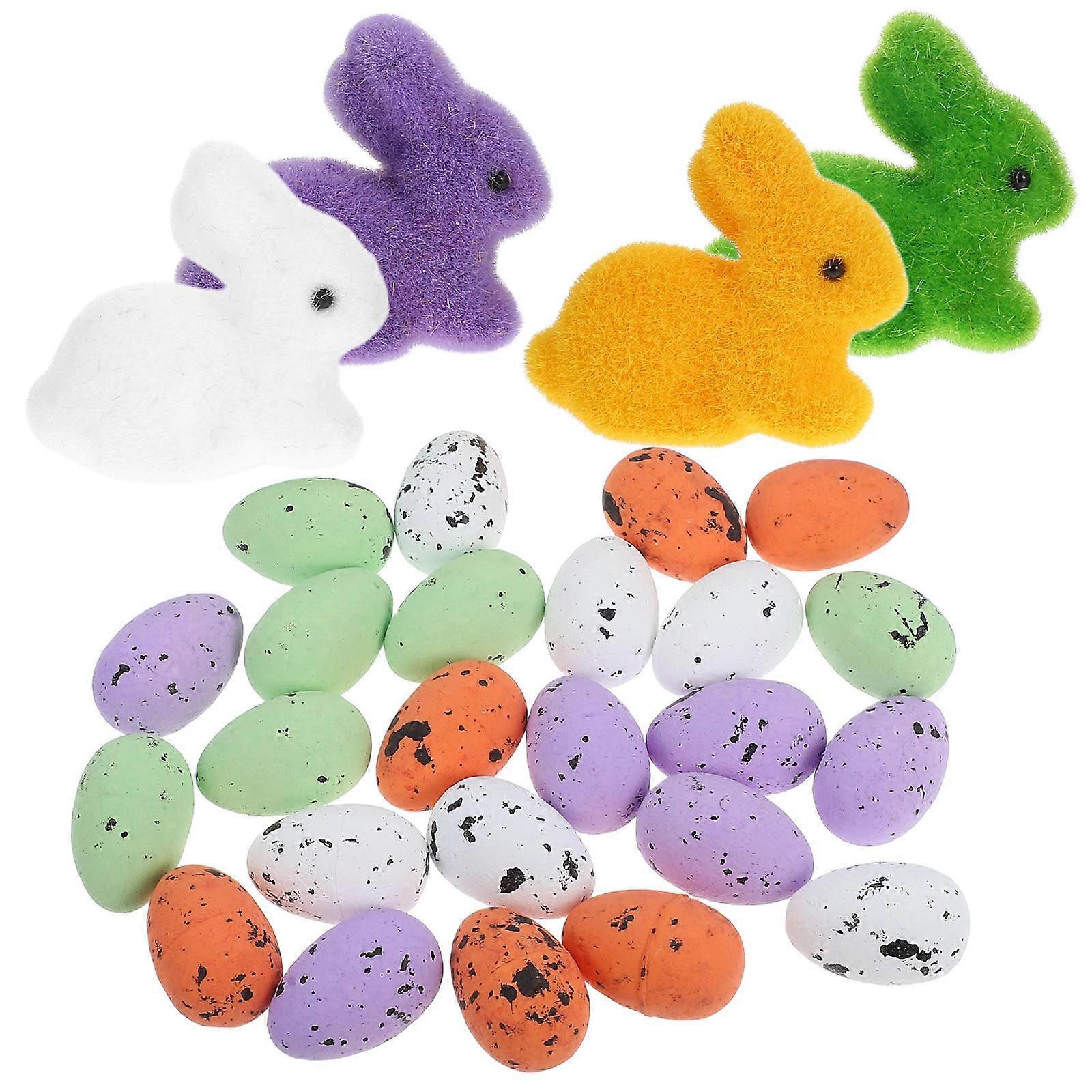 Colorful Easter Bunny Egg Decorations for Decor 1Set Foams Easter Theme Craft
