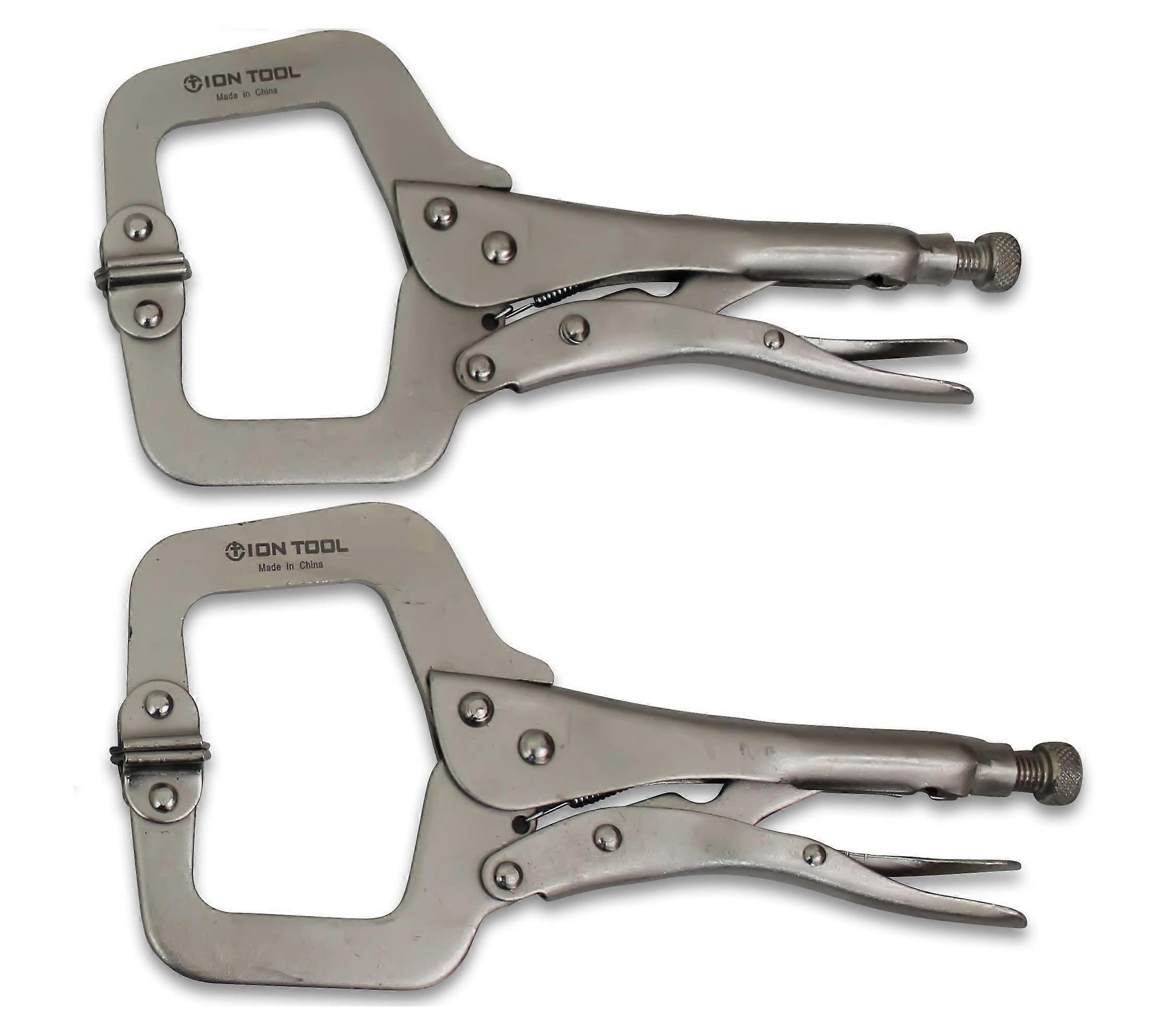 2 Pack 11 Inch CClamp Locking Pliers with Adjustable Swivel Pads and Durable Alloy Steel