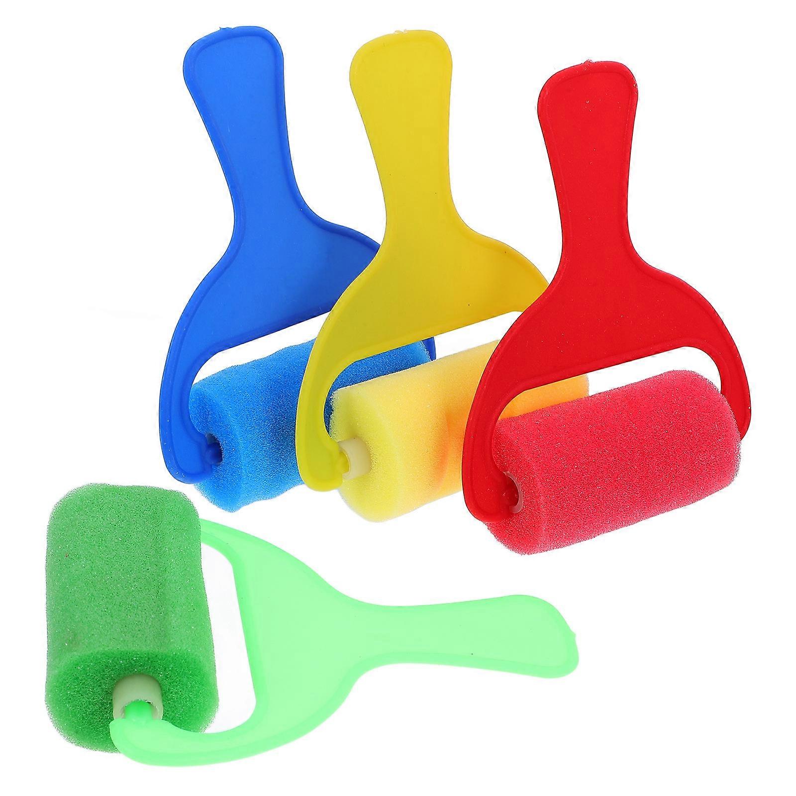 Kids Painting Tools with Sponge Roller for DIY Use Assorted Color Safe Material 4pcs