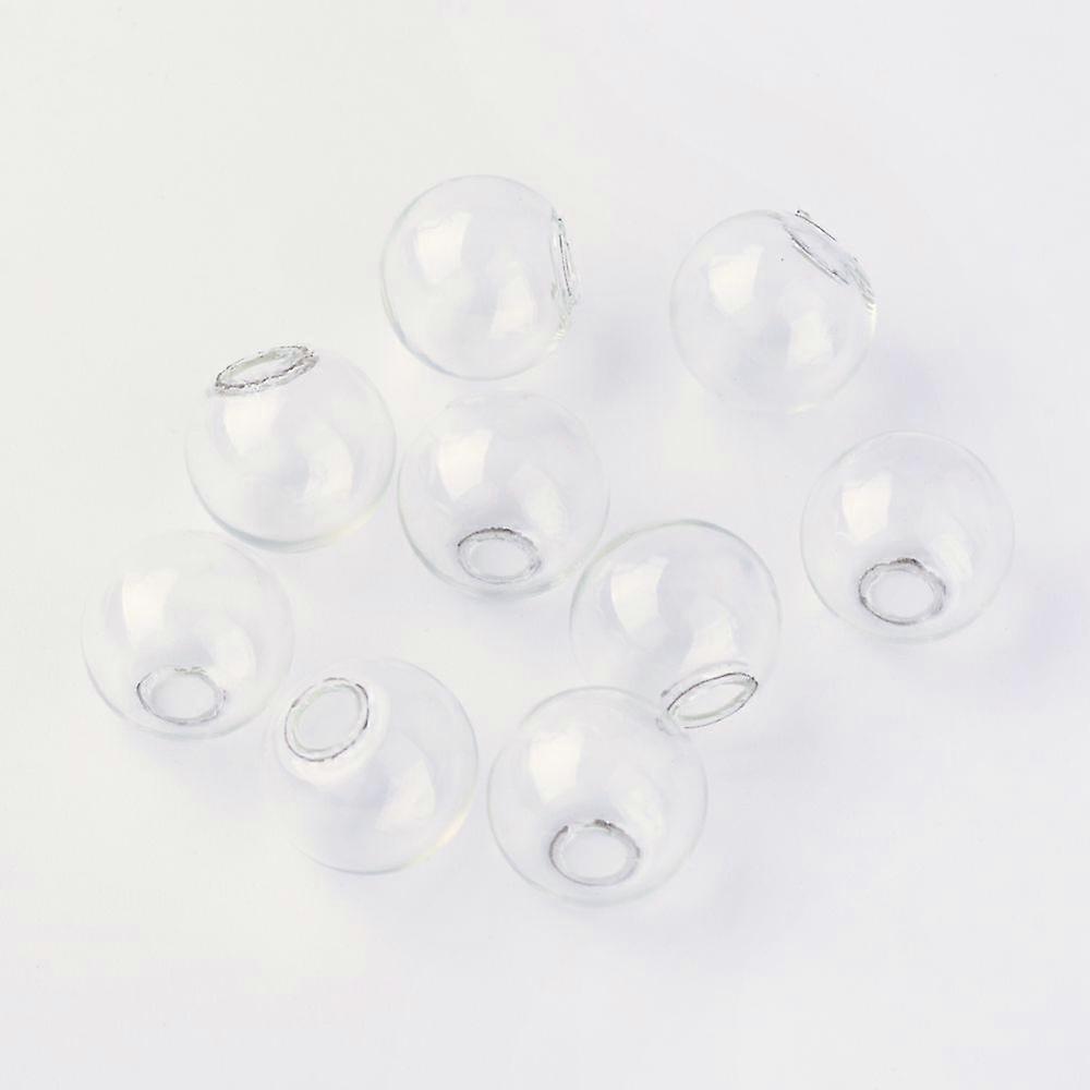 Round Mechanized One Hole Blown Glass Globe Ball Bottles for Stud Earring or Crafts Clear 16mm Hole: 3~5mm