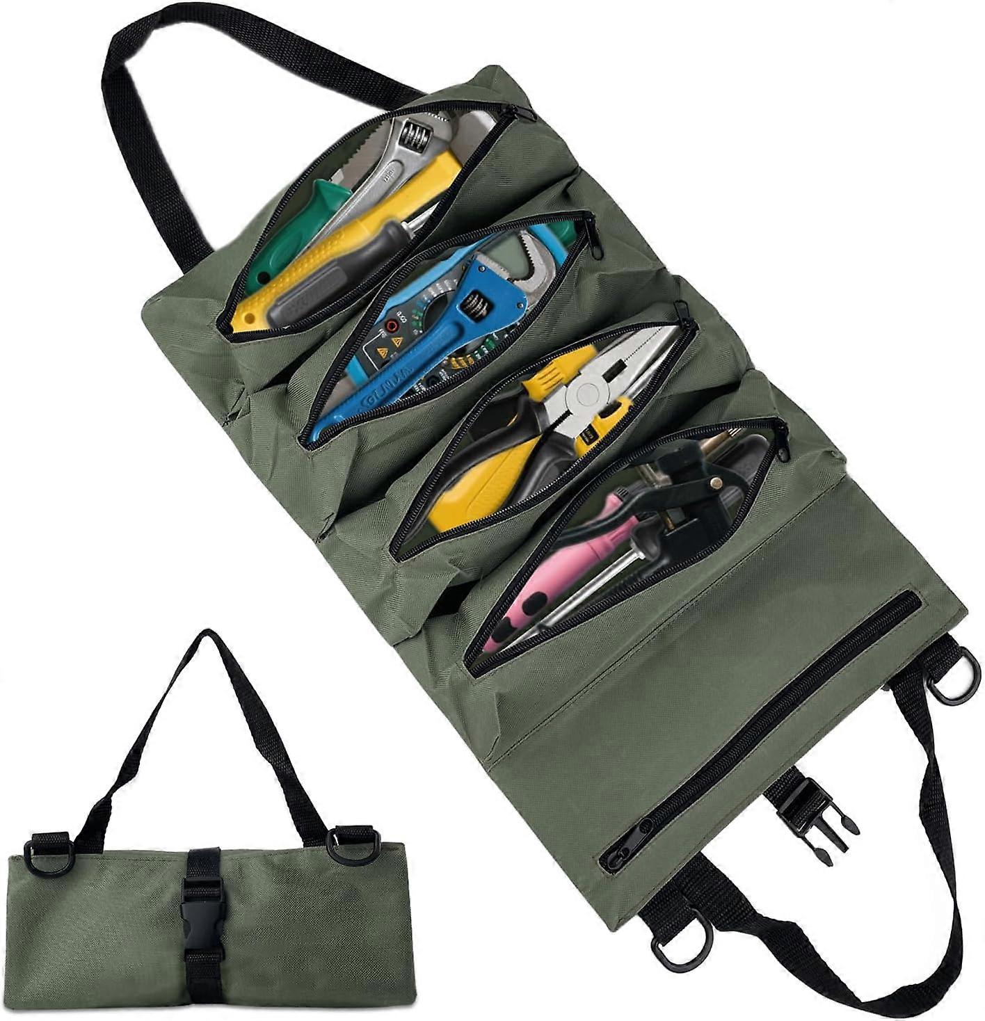 Rolling Tool Bag, Canvas Tool Bag for Wrenches, Multipurpose Rolling B