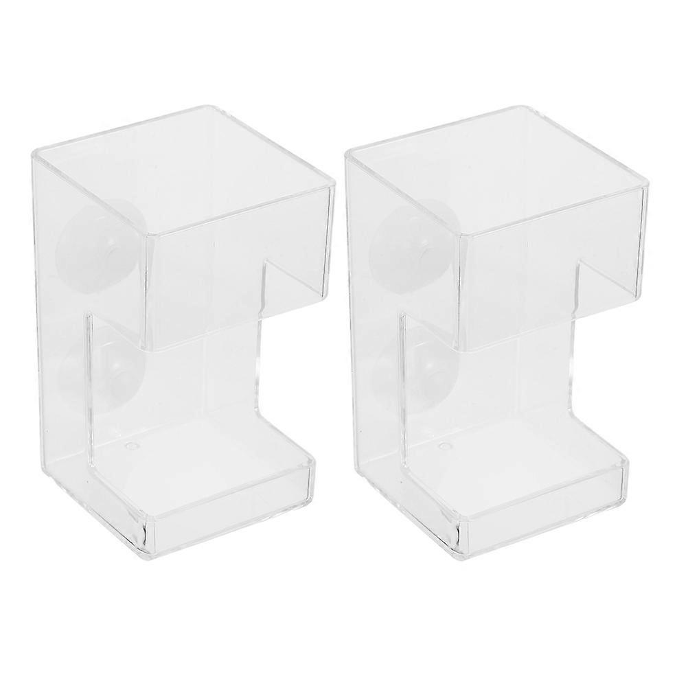 Acrylic Fish Feeder with Suction Cup for Aquarium Feeding 2Pcs Set