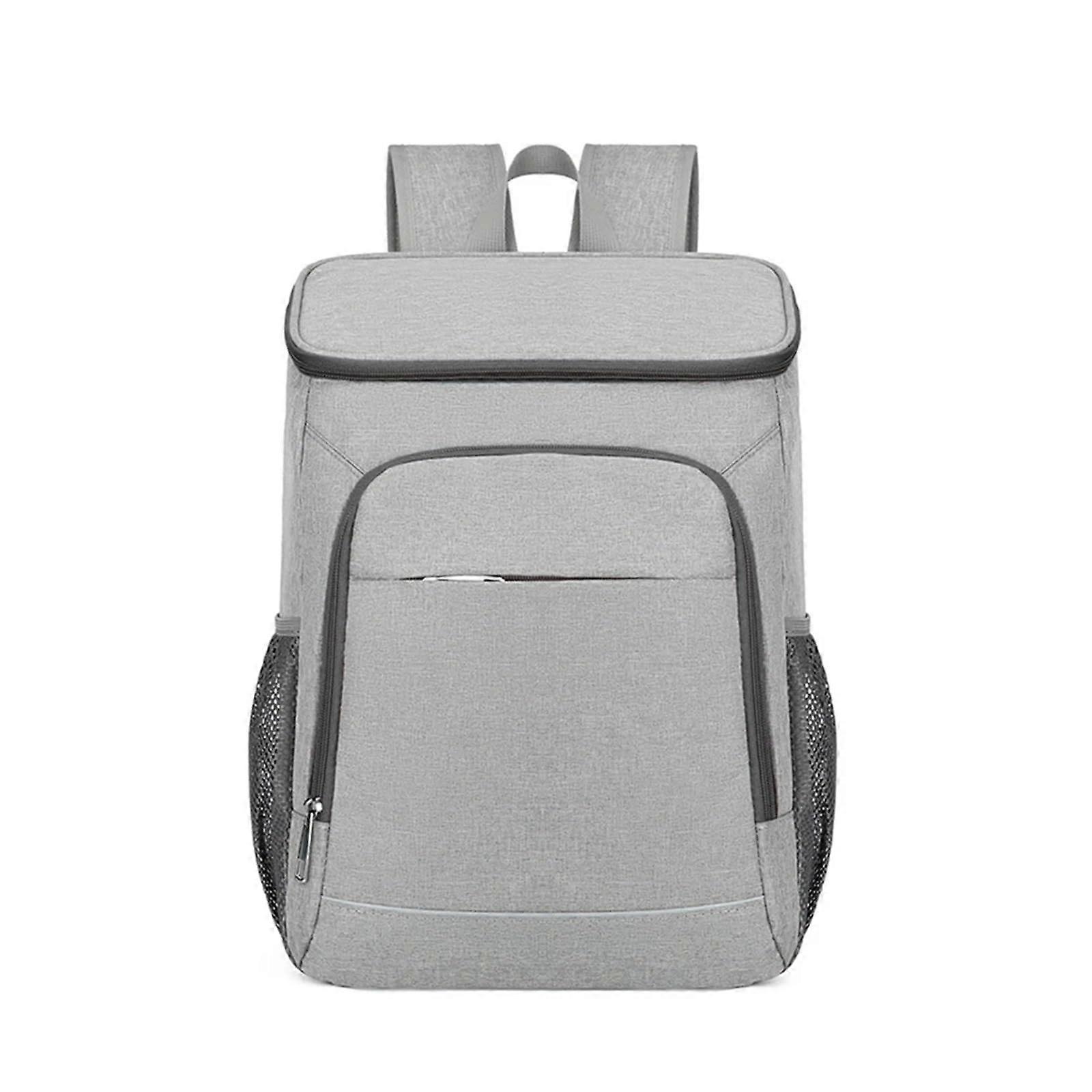 Large Waterproof Picnic Cooler Backpack with Thermal Insulated Compartments and Extra Pockets, Gray