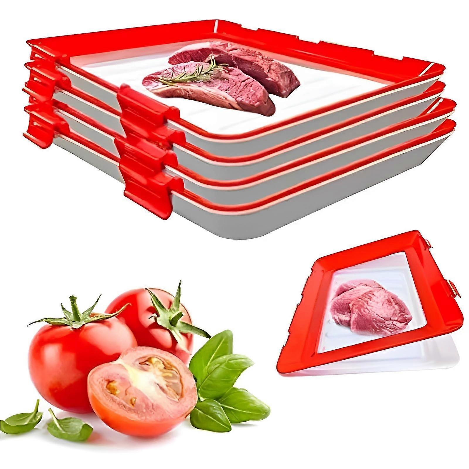 Food Storage Containers, Reusable Stackable Trays with Airtight Stretch Lids for Meal Prep Red 2pcs