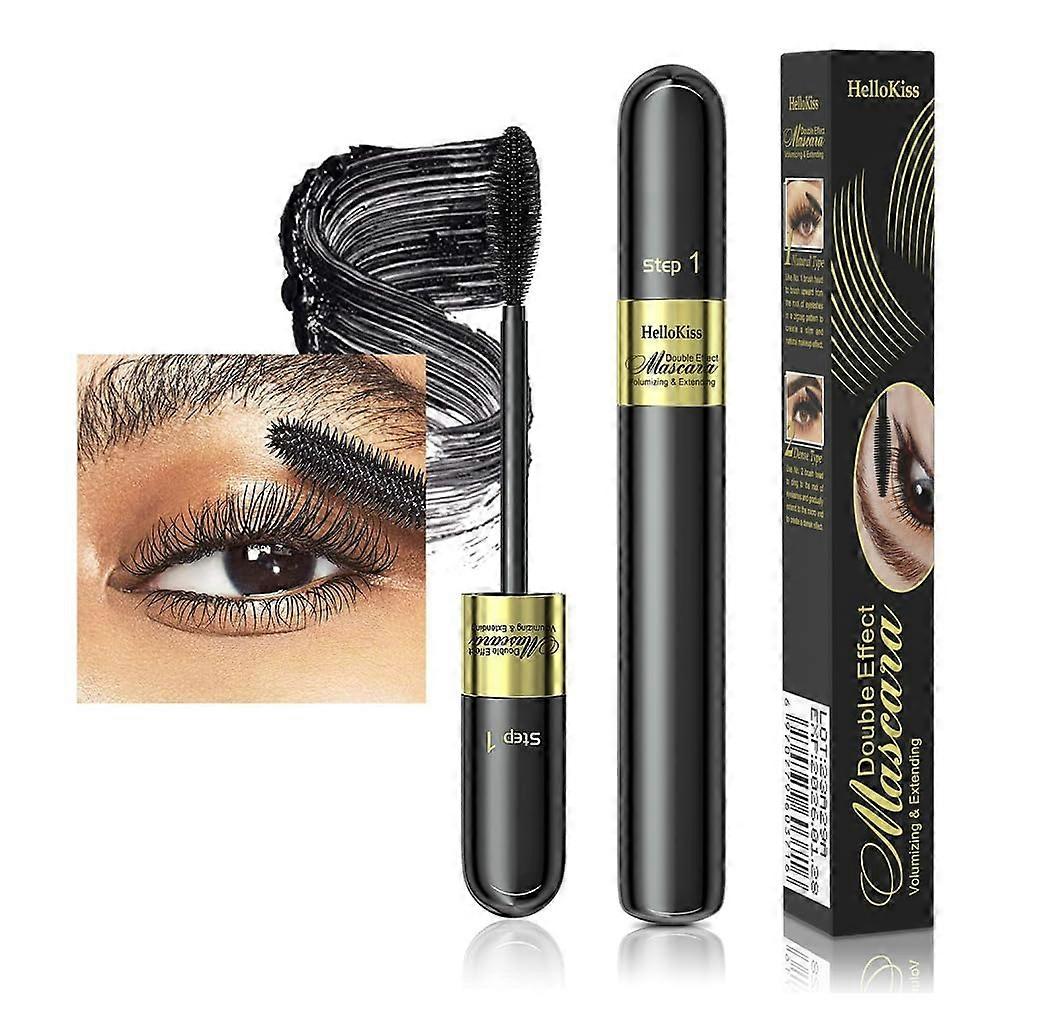 Waterproof Tubing Mascara Black 2 Pack, SmudgeProof LongLasting, 4D Curling Volumizing Effect