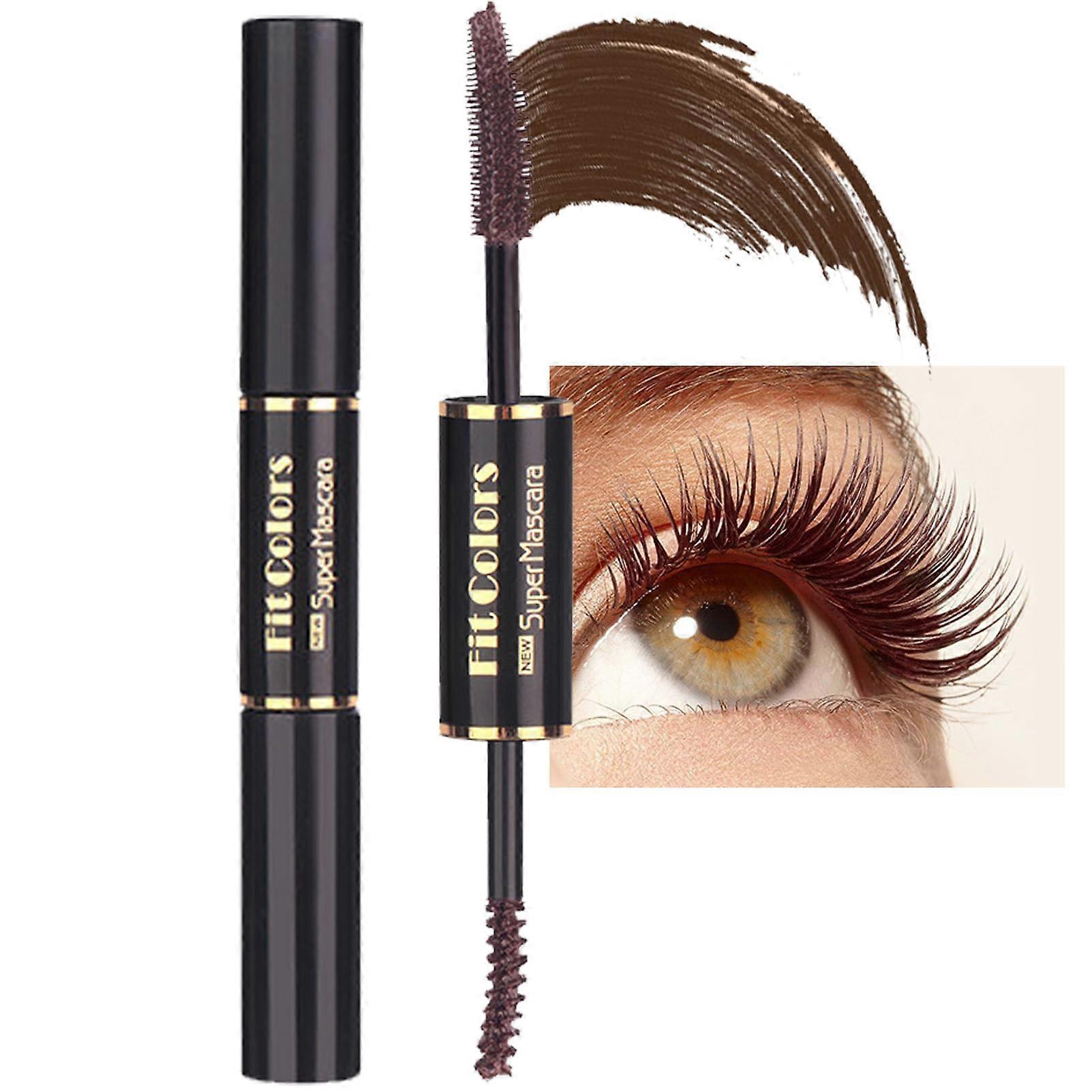 Waterproof Volumizing Dark Brown Mascara with Dual Brush for Upper and Lower Lashes