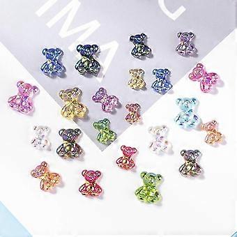 100 Stück Bären-Nagelperlen, Gummibärchen, 3D-Bären-Nageldekorationen aus Harz, niedliche Nagelanhänger für Frauen und Mädchen, Nagelaccessoires, 25-26