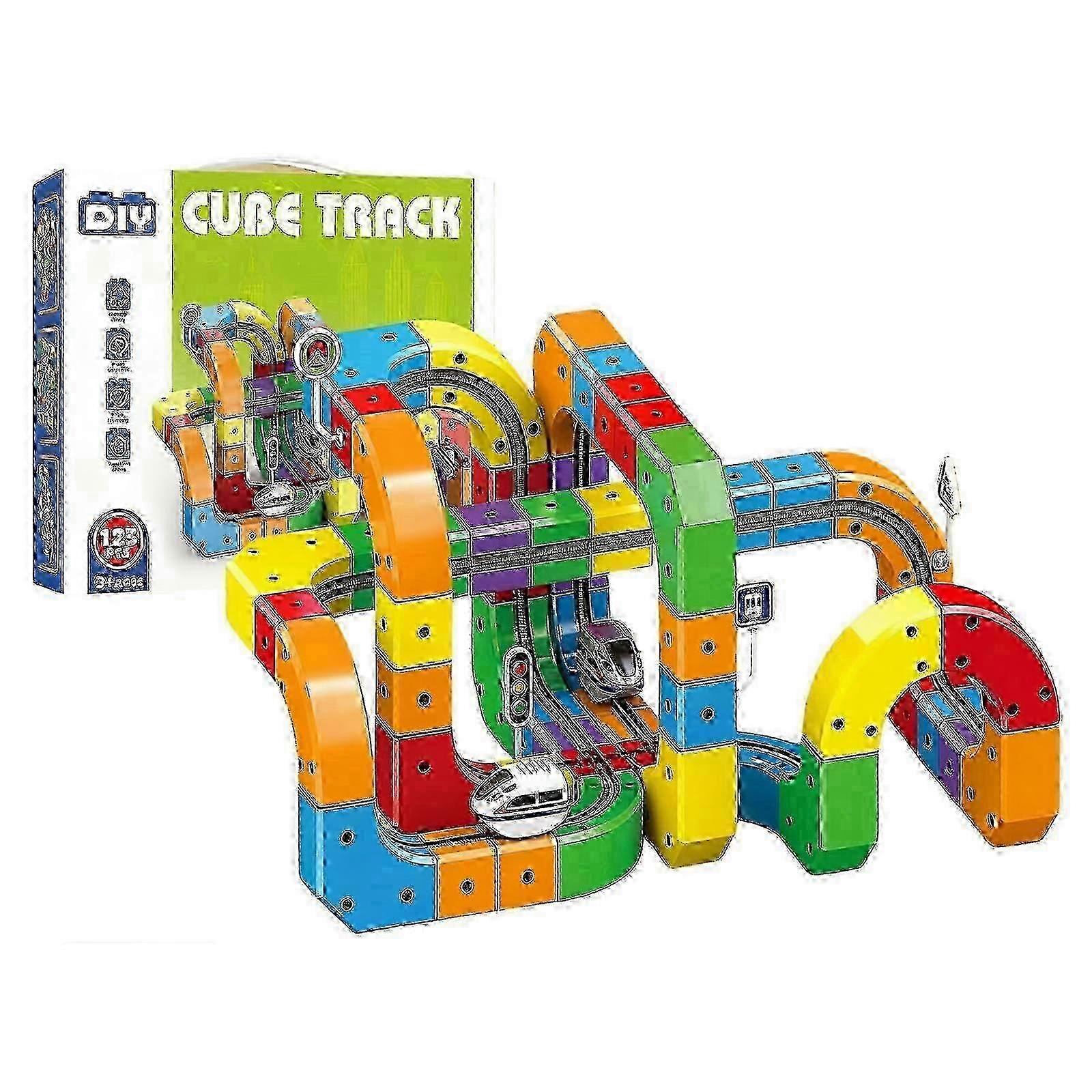 Circuit de train magnétique anti-gravité et circuit de voiture de course, kit de construction STEM en cubes 3D pour train électrique