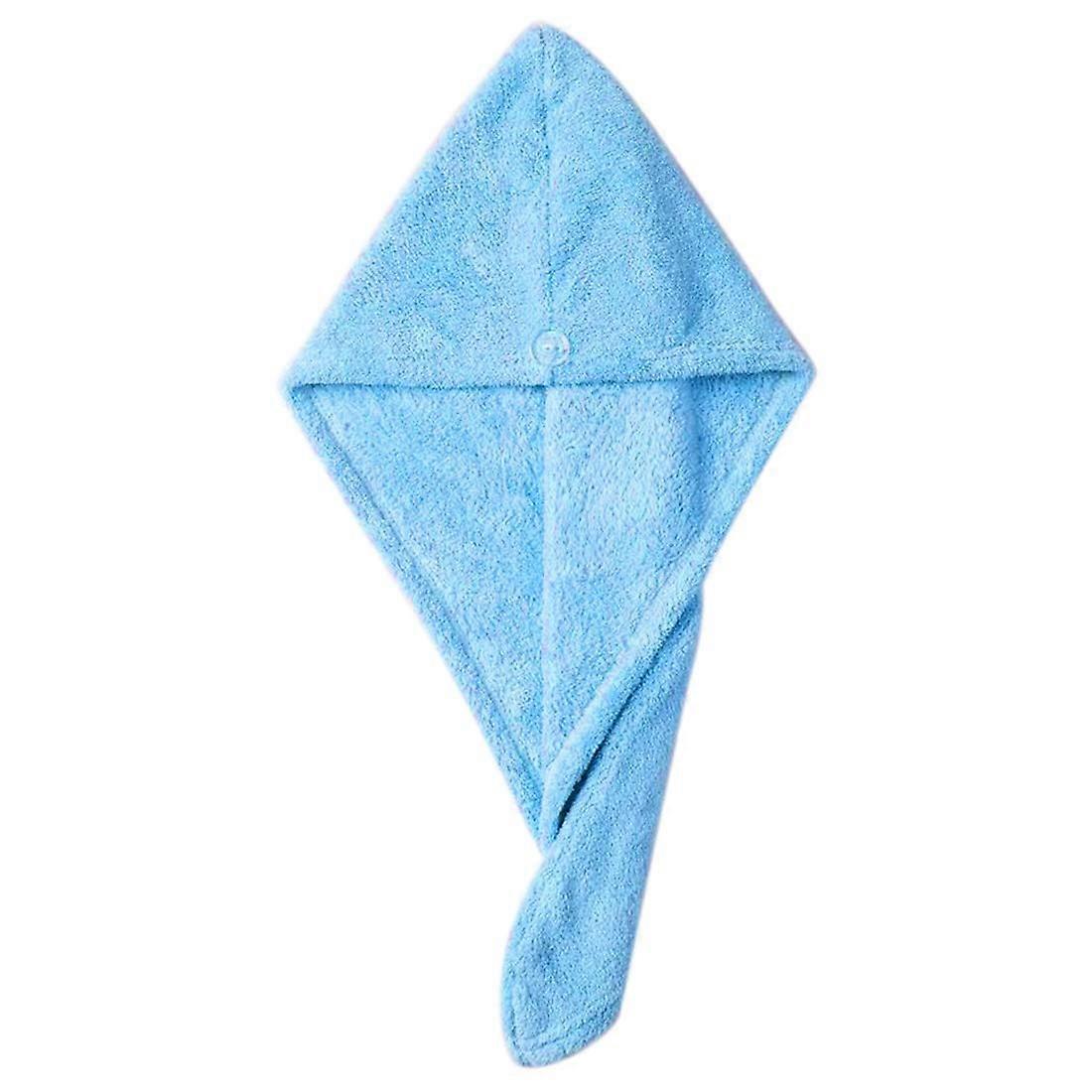 Hair Drying Towel Light Blue Microfiber Quick Dry Wrap with Secure Compression Fit for Travel